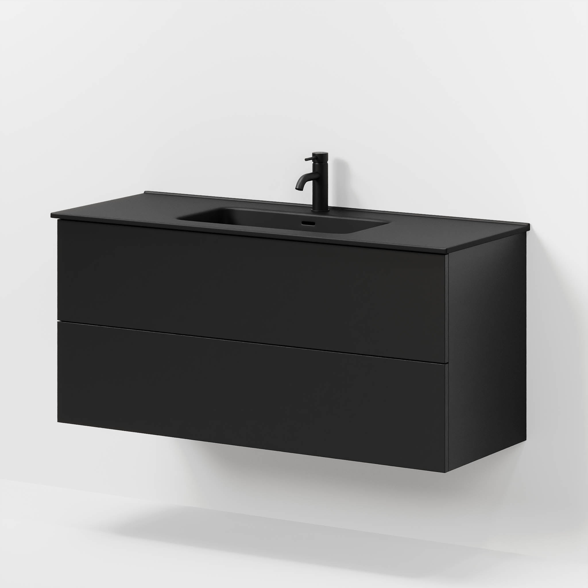Badrumsmöbel med klassiska fronter - 120x46x57 cm - mattsvart - vitt porslinstvättställ - Vadum - Tvättställsskåp - Bath Deluxe - 70-120-56-02-80 - BATHDELUXE SWEDEN