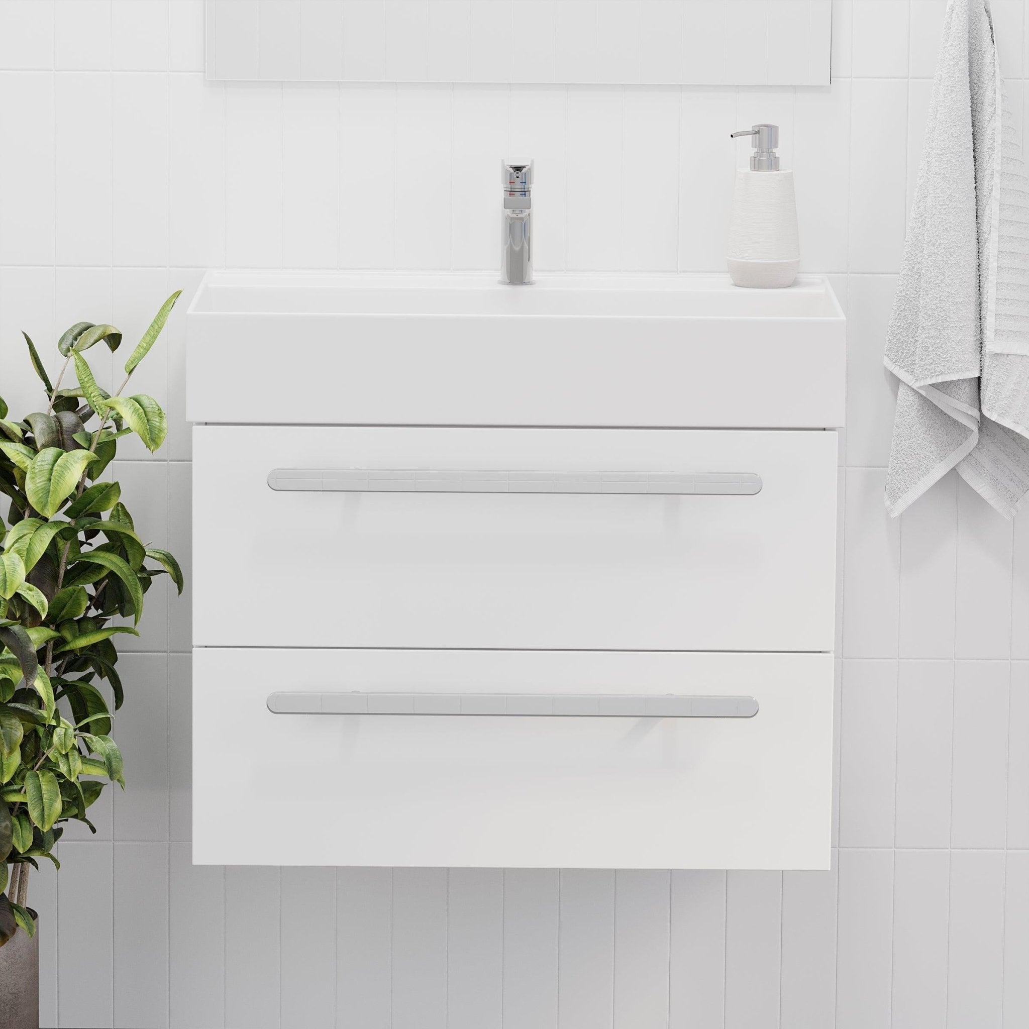 Velfjord Badrumsmöbel, Vit Högblank - Tvättställsskåp - BATH DELUXE - PRESTIGE - 70 - 120 - 64 - 11 - 41 - BATHDELUXE SWEDEN