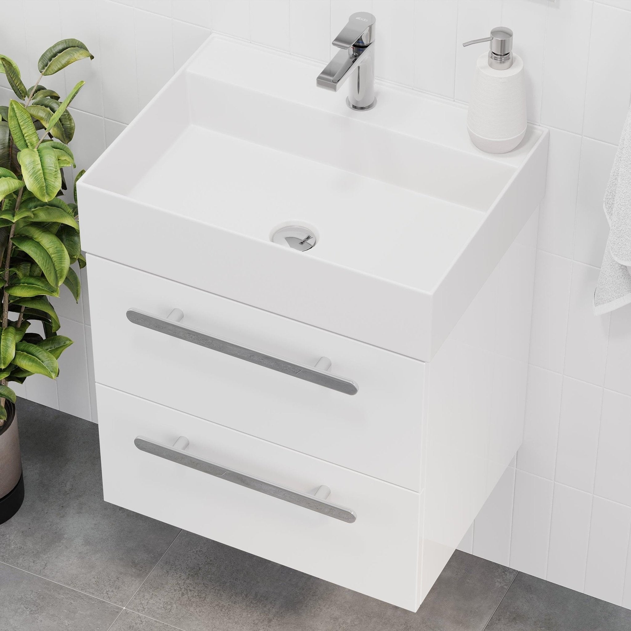 Velfjord Badrumsmöbel, Vit Högblank - Tvättställsskåp - BATH DELUXE - PRESTIGE - 70 - 120 - 64 - 11 - 41 - BATHDELUXE SWEDEN