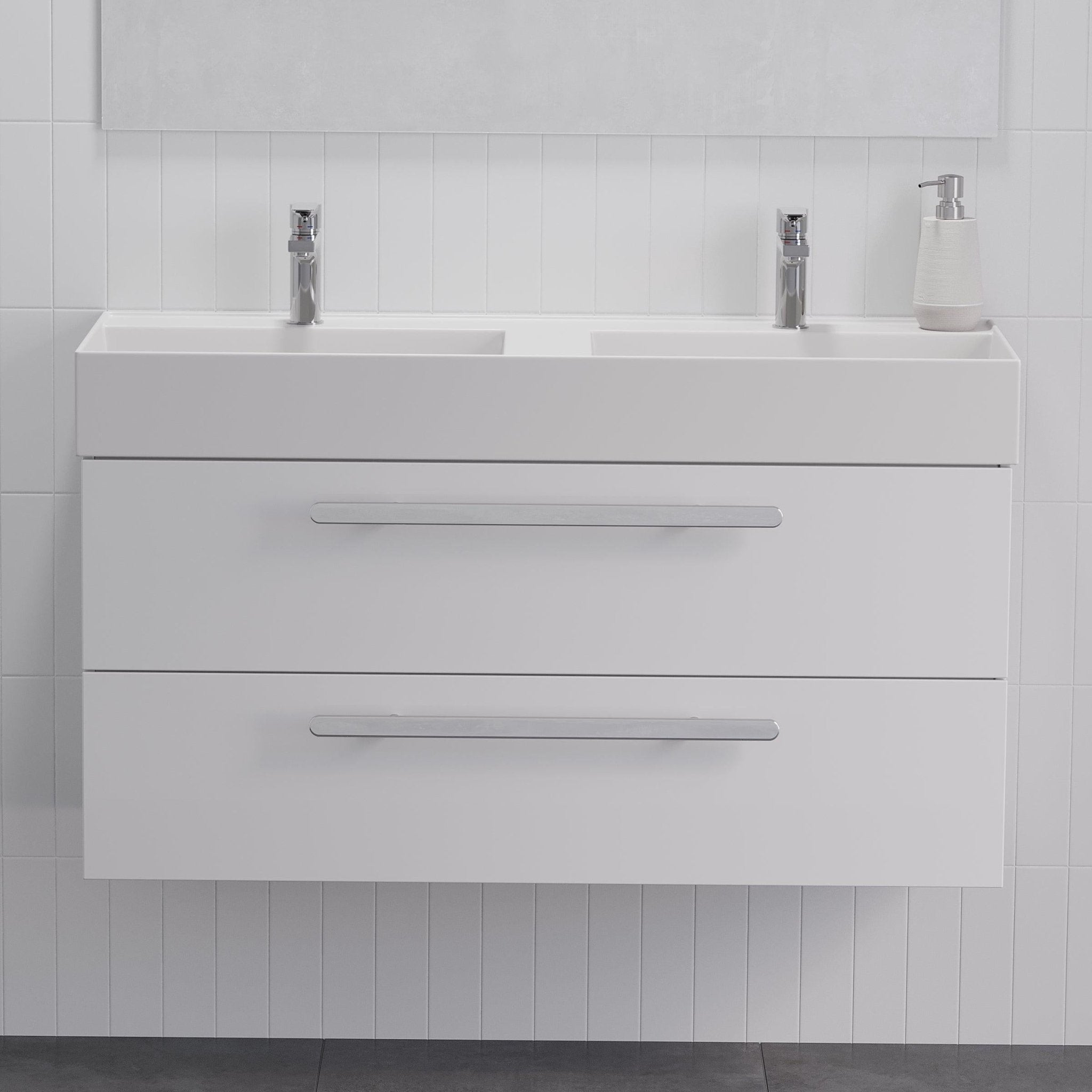 Velfjord Badrumsmöbel, Vit Högblank - Tvättställsskåp - BATH DELUXE - PRESTIGE - 70 - 120 - 64 - 11 - 41 - BATHDELUXE SWEDEN