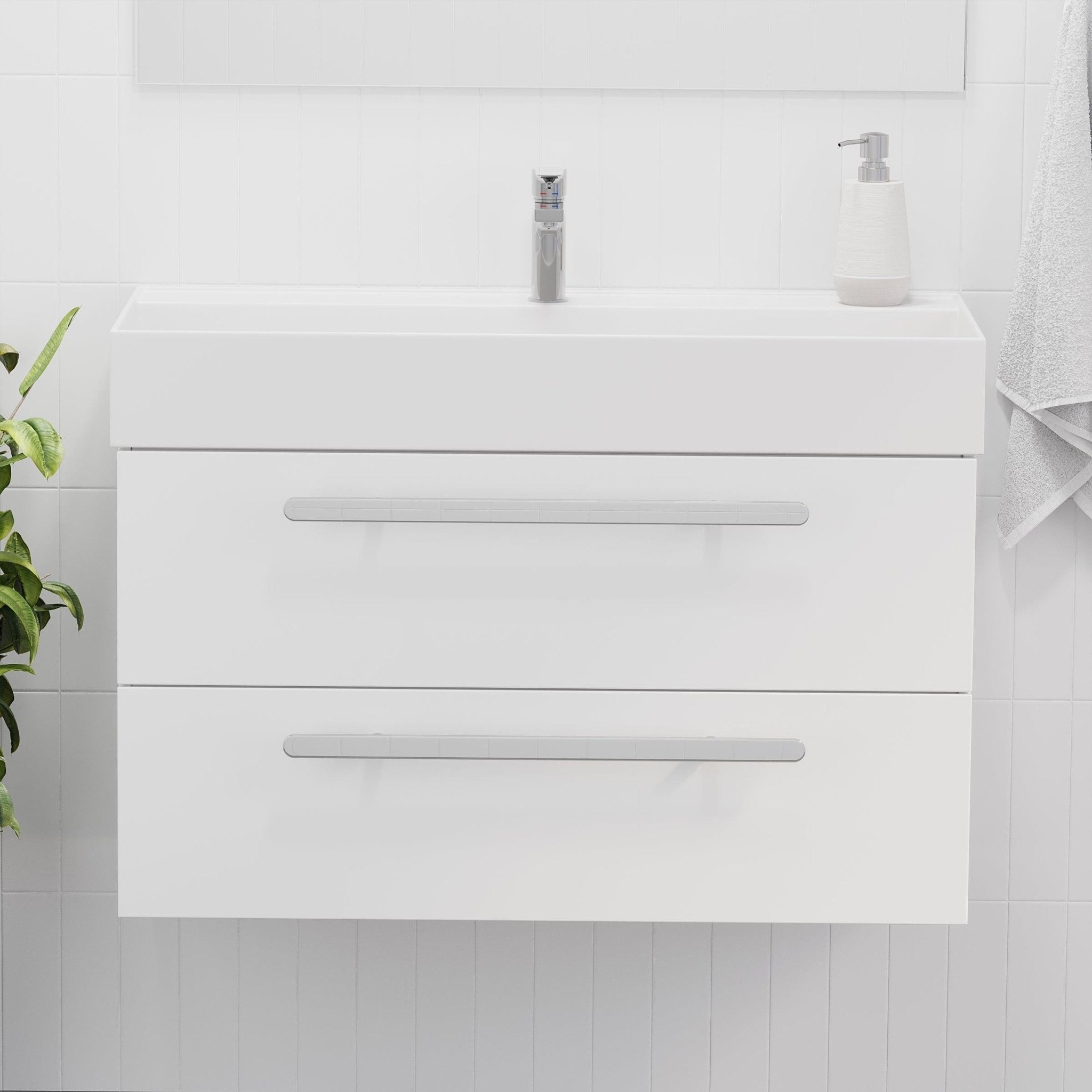 Velfjord Badrumsmöbel, Vit Högblank - Tvättställsskåp - BATH DELUXE - PRESTIGE - 70 - 120 - 64 - 11 - 41 - BATHDELUXE SWEDEN