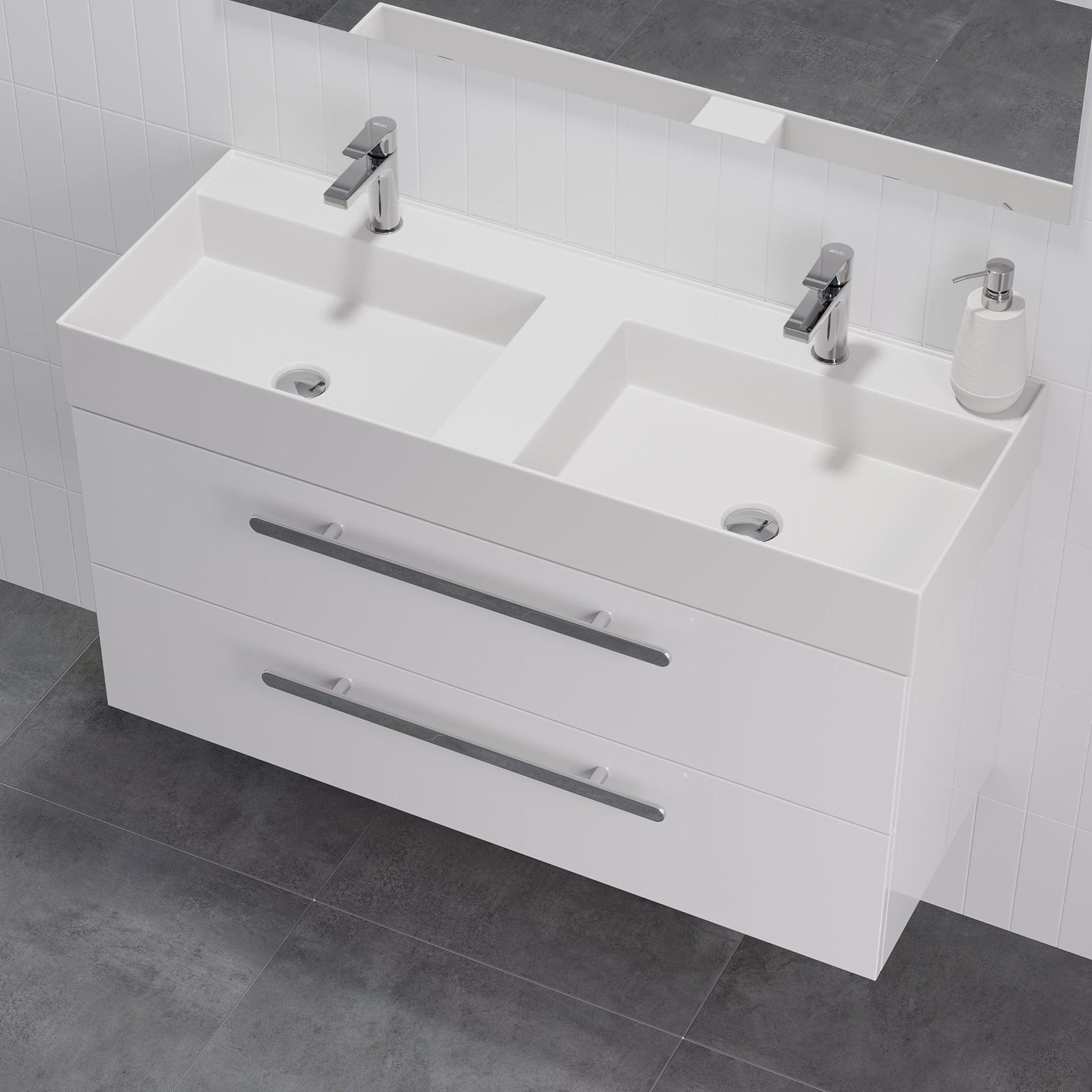 Velfjord Badrumsmöbel, Vit Högblank - Tvättställsskåp - BATH DELUXE - PRESTIGE - 70 - 120 - 64 - 11 - 41 - BATHDELUXE SWEDEN