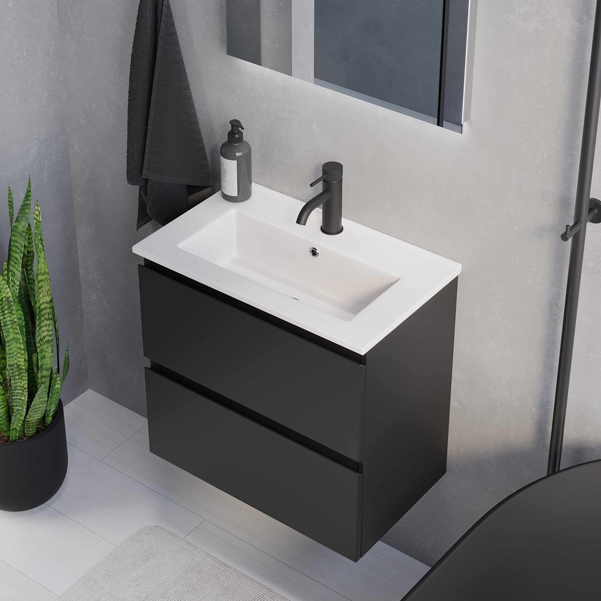 Sandshamn Slimline badrumsmöbel, Svart Matt - Tvättställsskåp - BATH DELUXE - PRESTIGE - 73 - 060 - 70 - 02 - 30 - BATHDELUXE SWEDEN