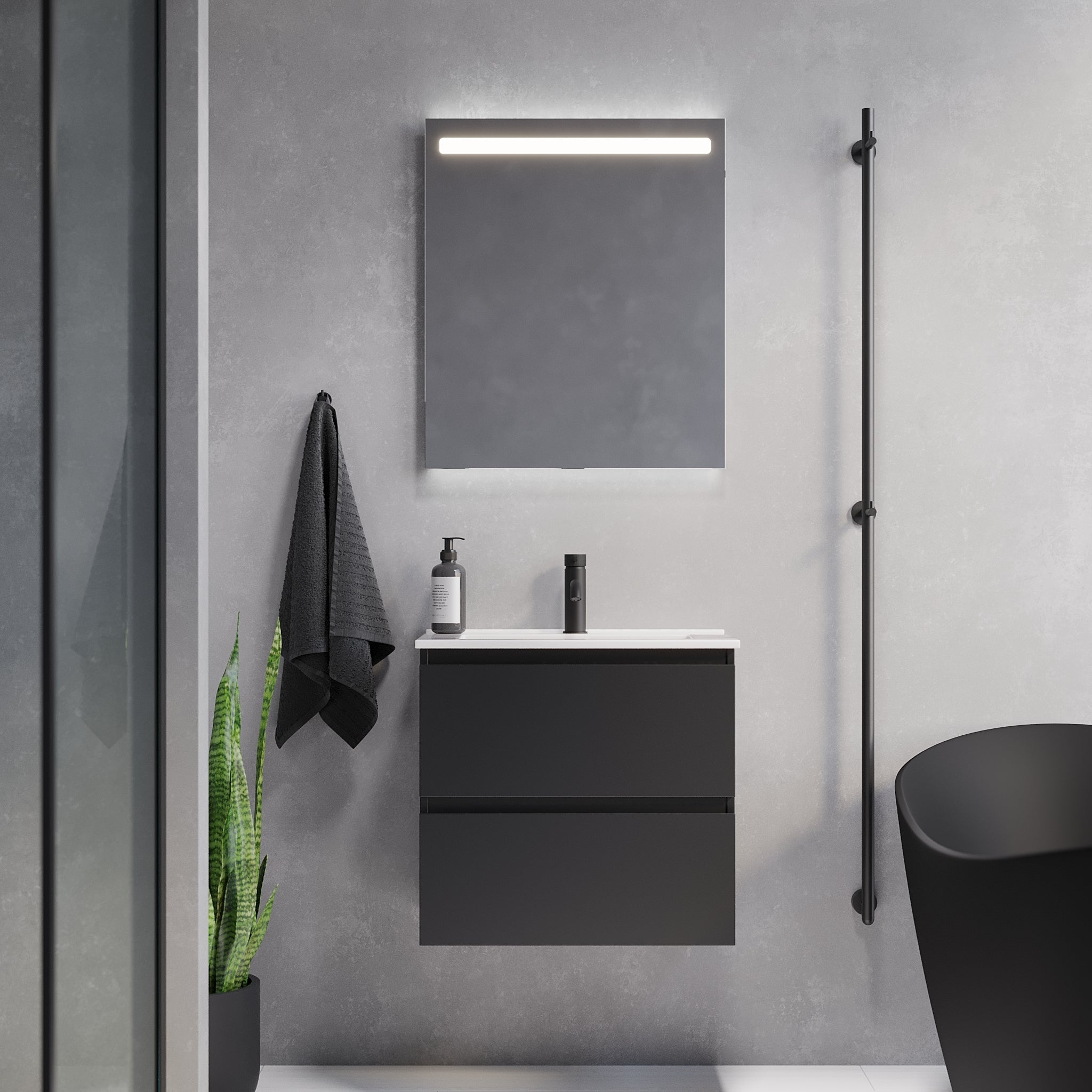 Sandshamn Slimline badrumsmöbel, Svart Matt - Tvättställsskåp - BATH DELUXE - PRESTIGE - 73 - 060 - 70 - 02 - 30 - BATHDELUXE SWEDEN