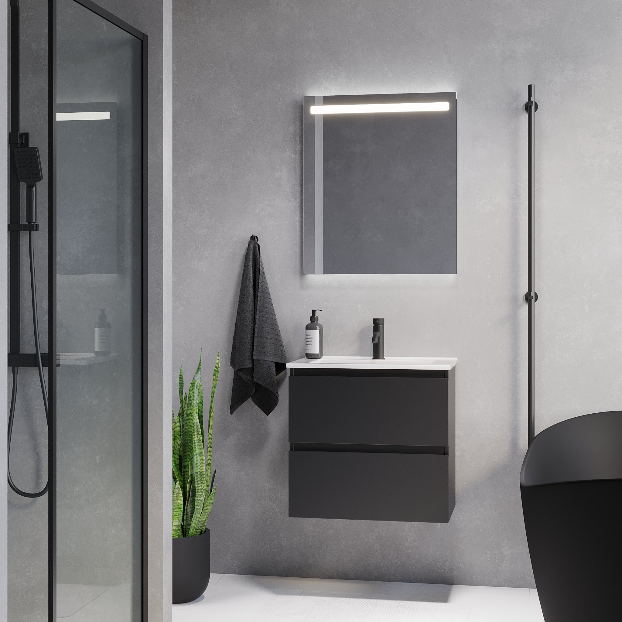 Sandshamn Slimline badrumsmöbel, Svart Matt - Tvättställsskåp - BATH DELUXE - PRESTIGE - 73 - 060 - 70 - 02 - 30 - BATHDELUXE SWEDEN