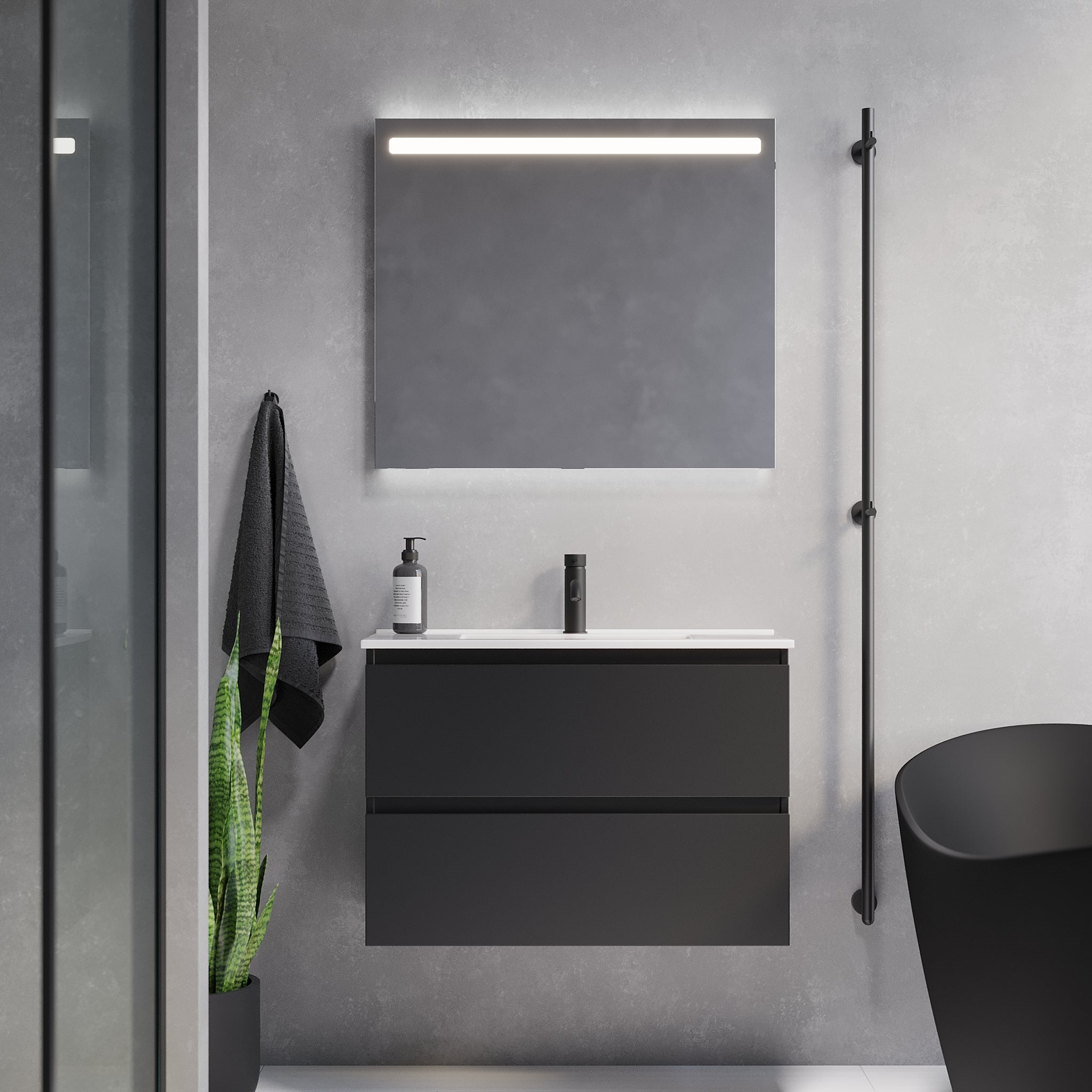 Sandshamn Slimline badrumsmöbel, Svart Matt - Tvättställsskåp - BATH DELUXE - PRESTIGE - 73 - 080 - 70 - 02 - 30 - BATHDELUXE SWEDEN