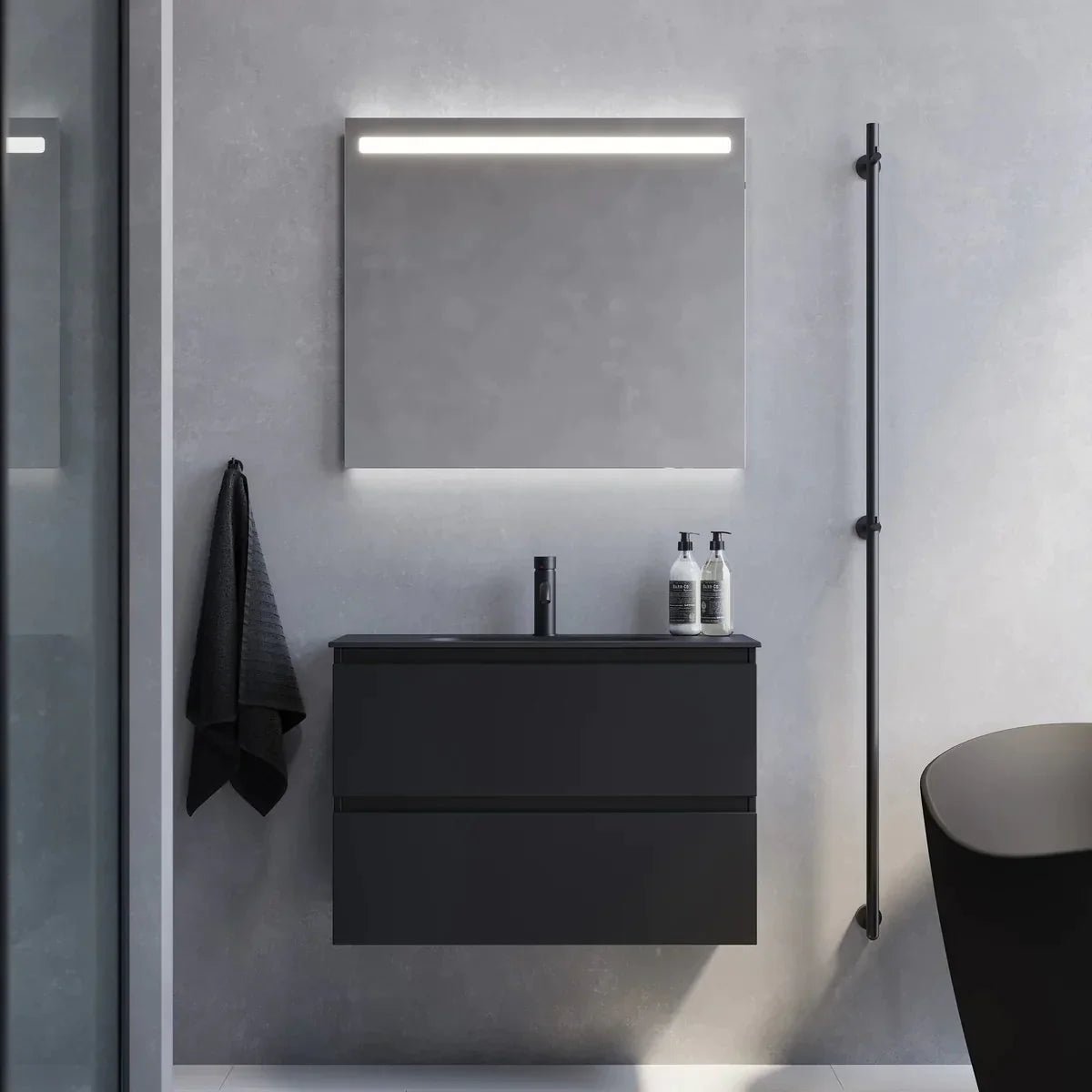 Sandvika Slimline Badrumsmöbel, Svart Matt - Tvättställsskåp - BATH DELUXE - PRESTIGE - 73 - 080 - 73 - 02 - 30 - BATHDELUXE SWEDEN