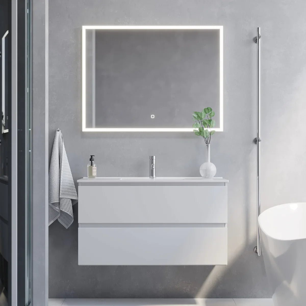 Sandshamn Slimline Badrumsmöbel, Vit Matt - Tvättställsskåp - BATH DELUXE - PRESTIGE - 73 - 100 - 70 - 01 - 30 - BATHDELUXE SWEDEN