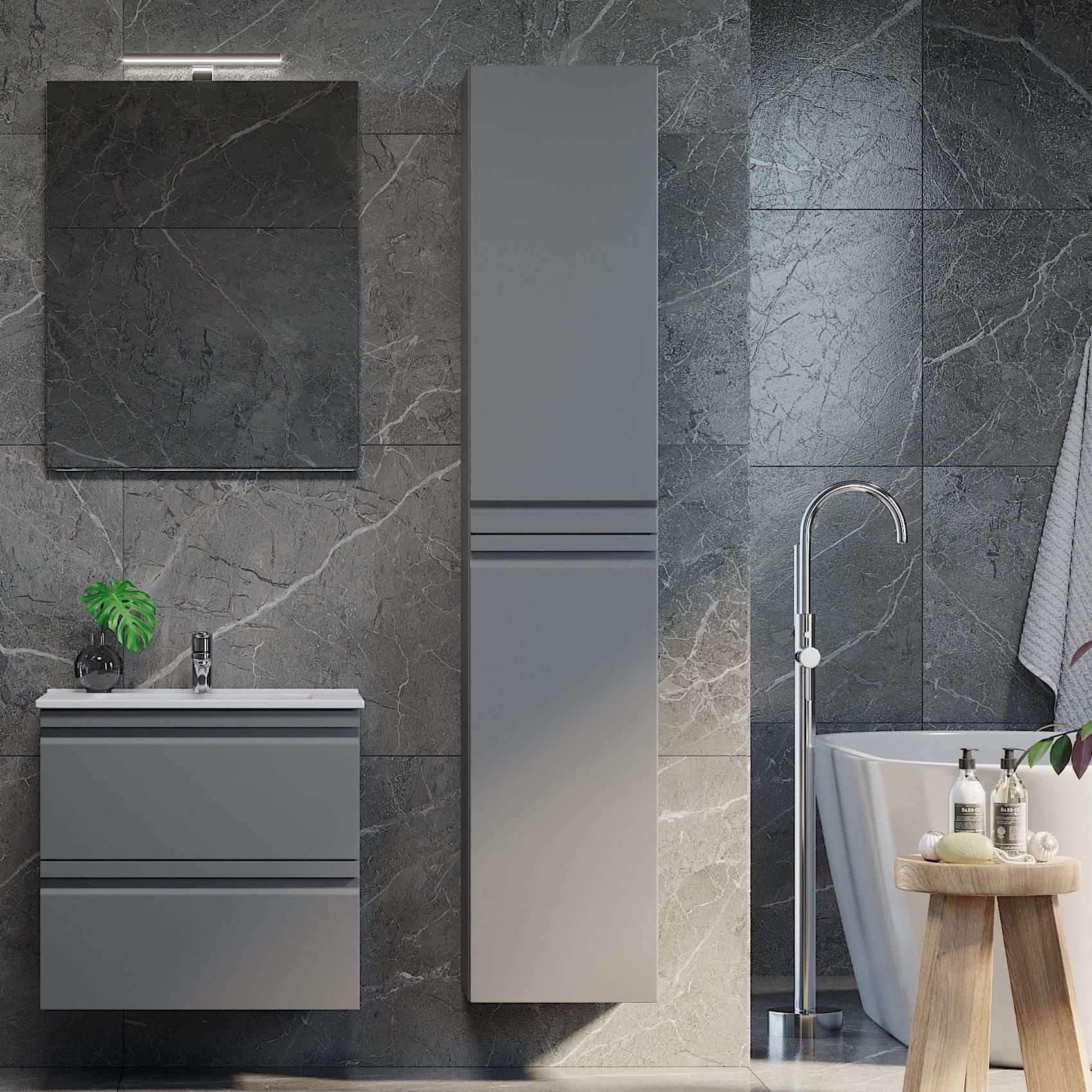 Klokkarvik, Möbelset - Högskåp, Vit Matta - 35 cm - Möbelset - Kod - BATH DELUXE - PRESTIGE - 74-035-01-01-00 - BATHDELUXE SWEDEN