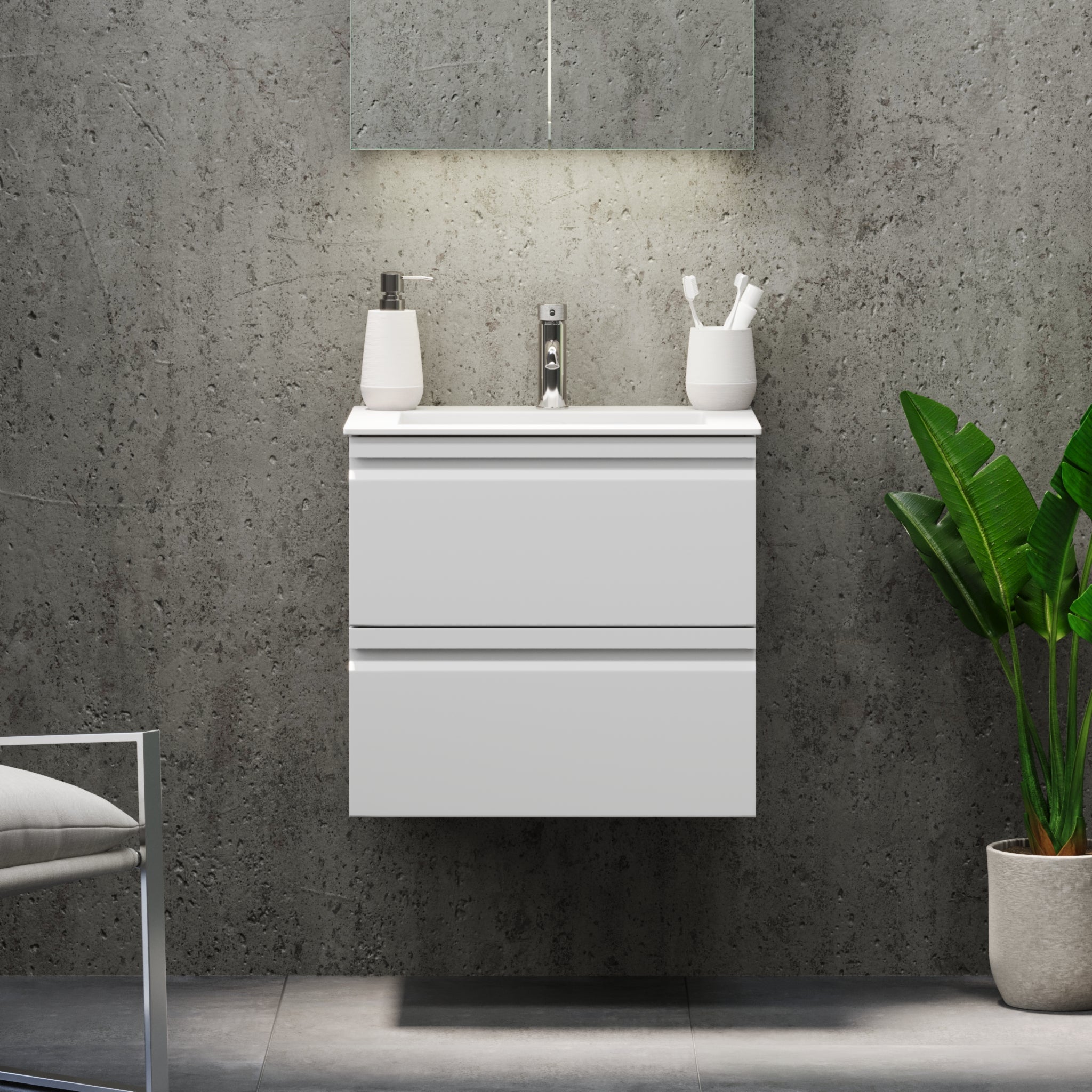 Knarrlagsund Badrumsmöbel – Djup 46 cm, Vit Matt - Badrumsmöbler - BATH DELUXE - PRESTIGE - 74 - 060 - 52 - 01 - 40 - BATHDELUXE SWEDEN