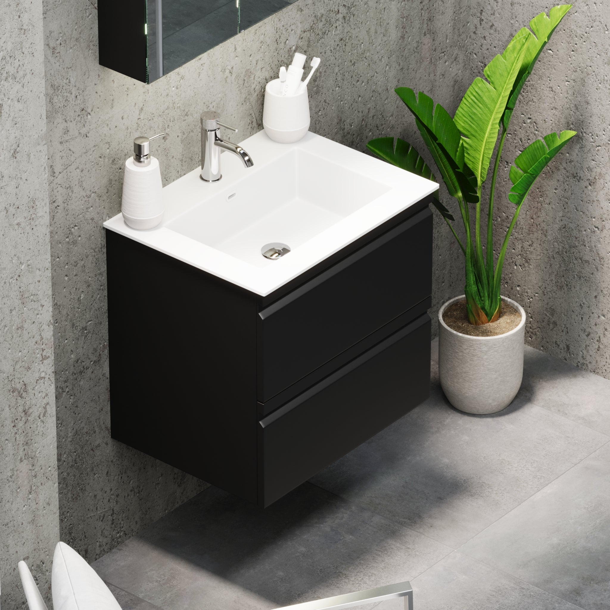 Knarrlagsund Badrumsmöbel – Djup 46 cm, Svart Matt - Badrumsmöbler - BATH DELUXE - PRESTIGE - 74 - 060 - 52 - 02 - 40 - BATHDELUXE SWEDEN
