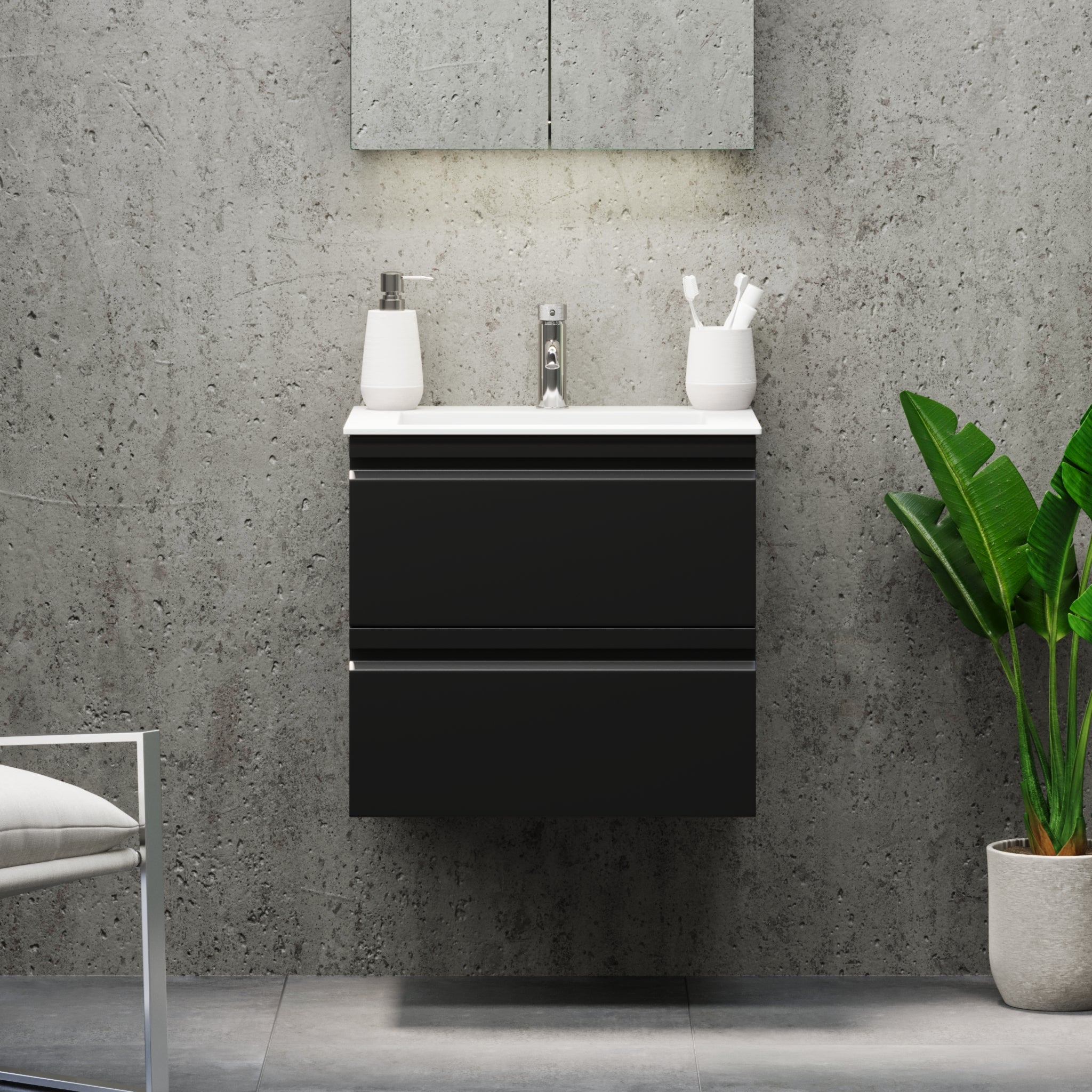 Knarrlagsund Badrumsmöbel – Djup 46 cm, Svart Matt - Badrumsmöbler - BATH DELUXE - PRESTIGE - 74 - 060 - 52 - 02 - 40 - BATHDELUXE SWEDEN