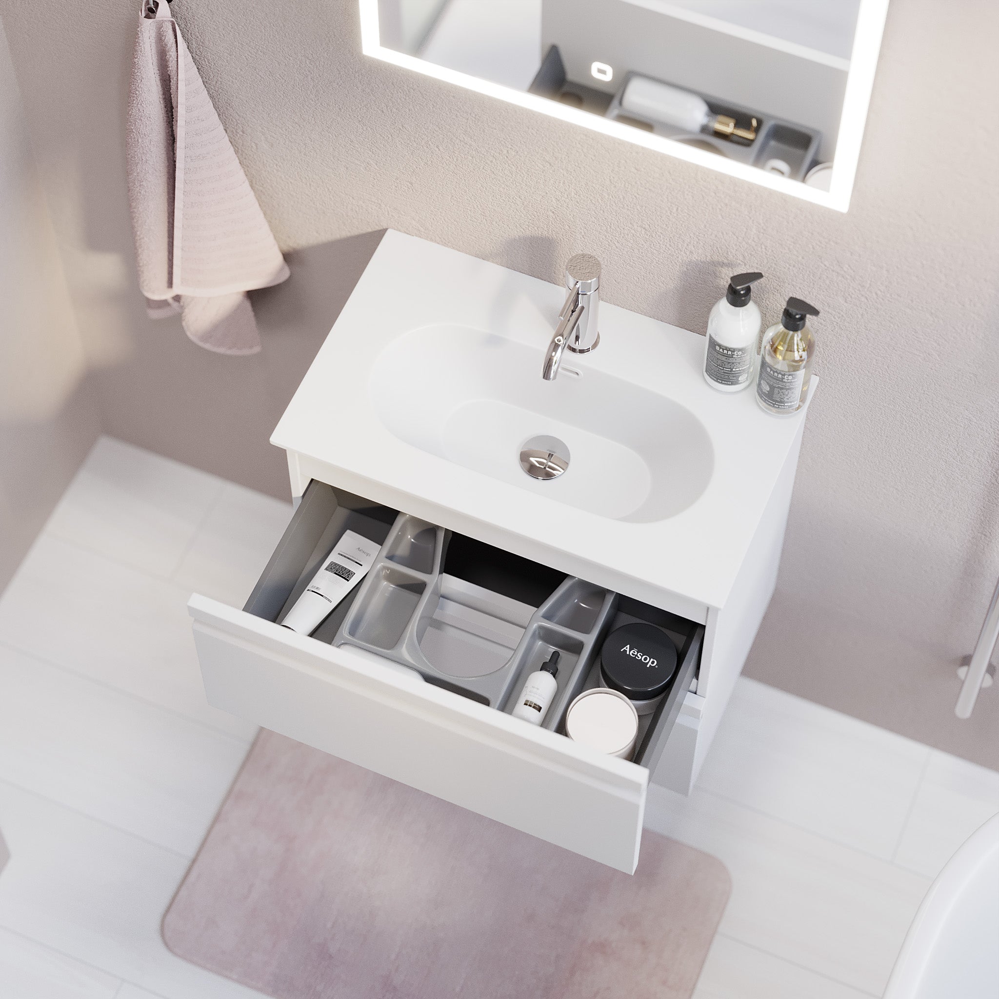 Kongsberg Badrumsmöbel, Vit Matt - Tvättställsskåp - BATH DELUXE - PRESTIGE - 74 - 060 - 72 - 01 - 30 - BATHDELUXE SWEDEN
