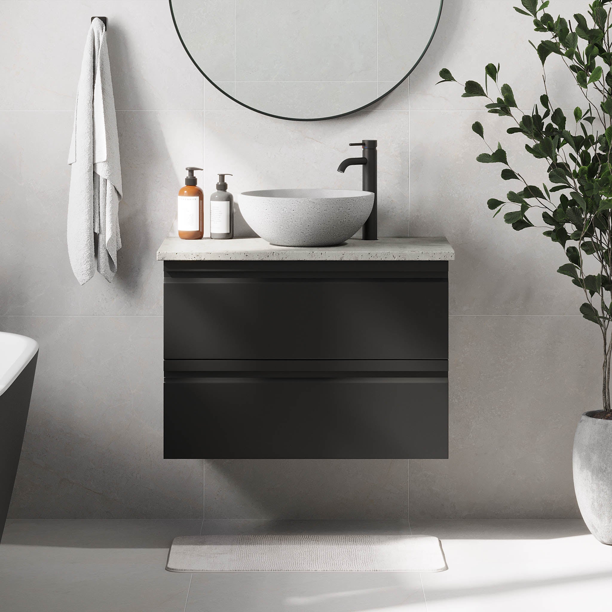 Bardufoss Badrumsmöbel, Svart Matt - Tvättställsskåp - BATH DELUXE - PRESTIGE - 74 - 080 - 14 - 02 - 40 - BATHDELUXE SWEDEN