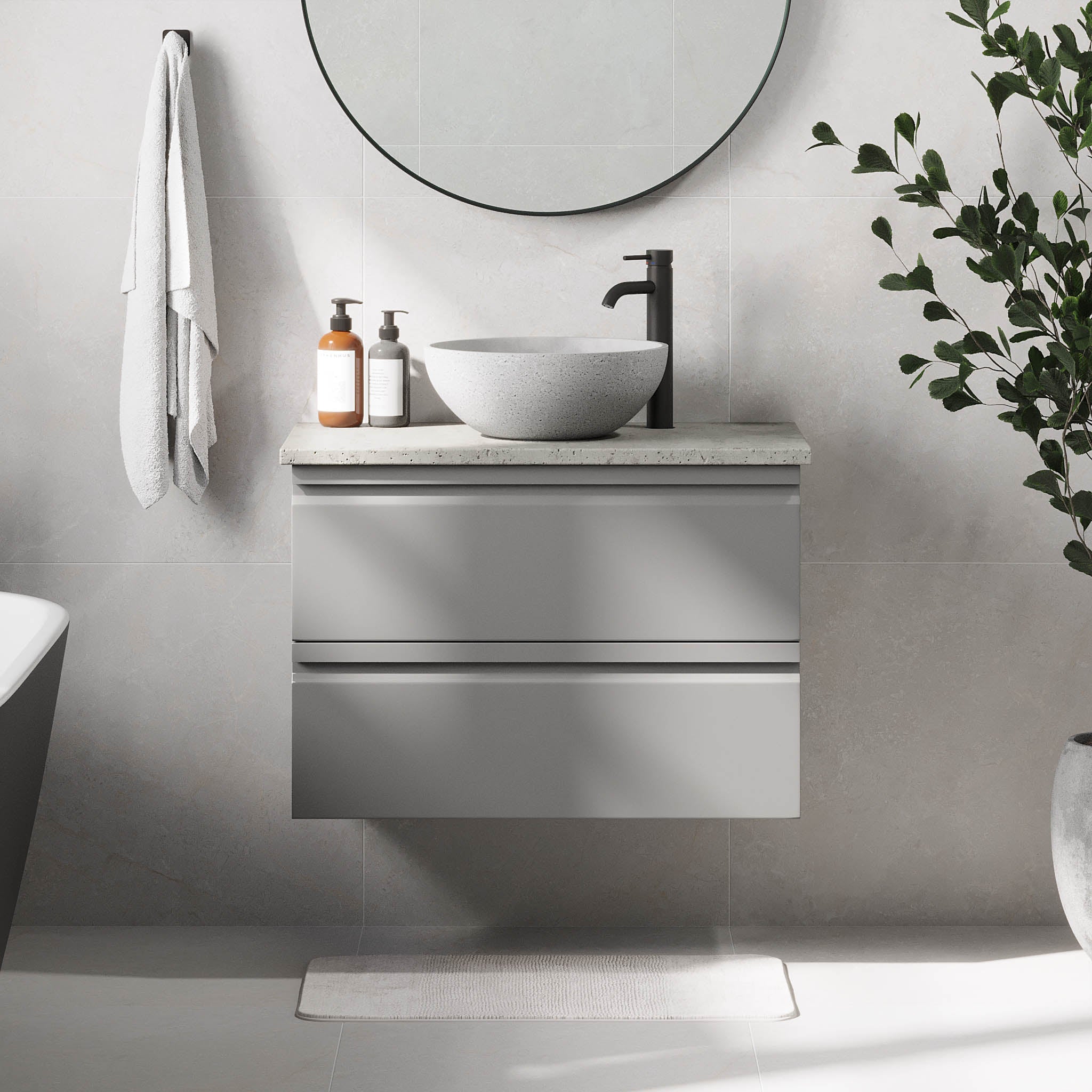Bardufoss Badrumsmöbel, Grå Matt - Tvättställsskåp - BATH DELUXE - PRESTIGE - 74 - 080 - 14 - 03 - 40 - BATHDELUXE SWEDEN