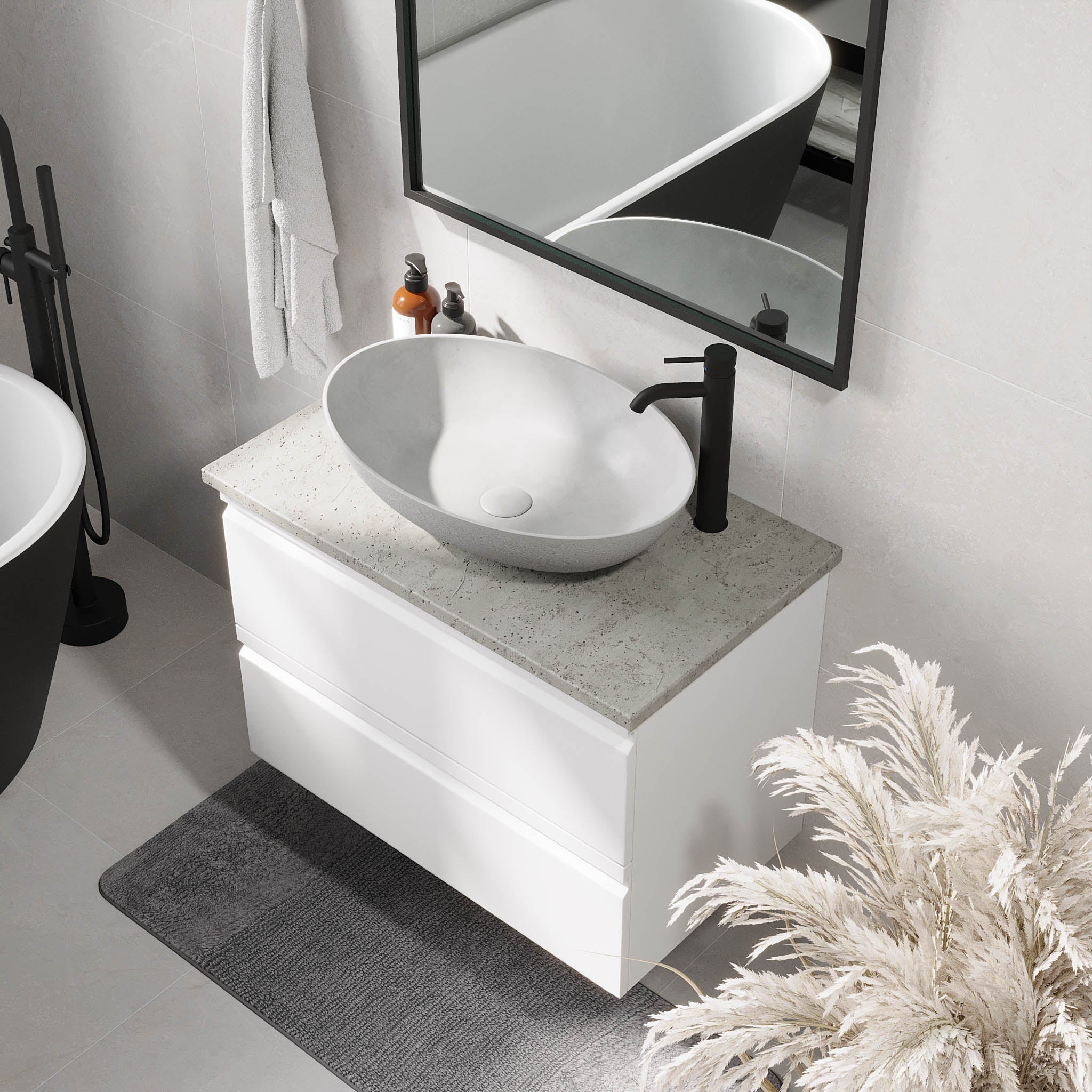 Odda Badrumsmöbel, Vit Matt - Tvättställsskåp - BATH DELUXE - PRESTIGE - 74 - 080 - 16 - 01 - 40 - BATHDELUXE SWEDEN