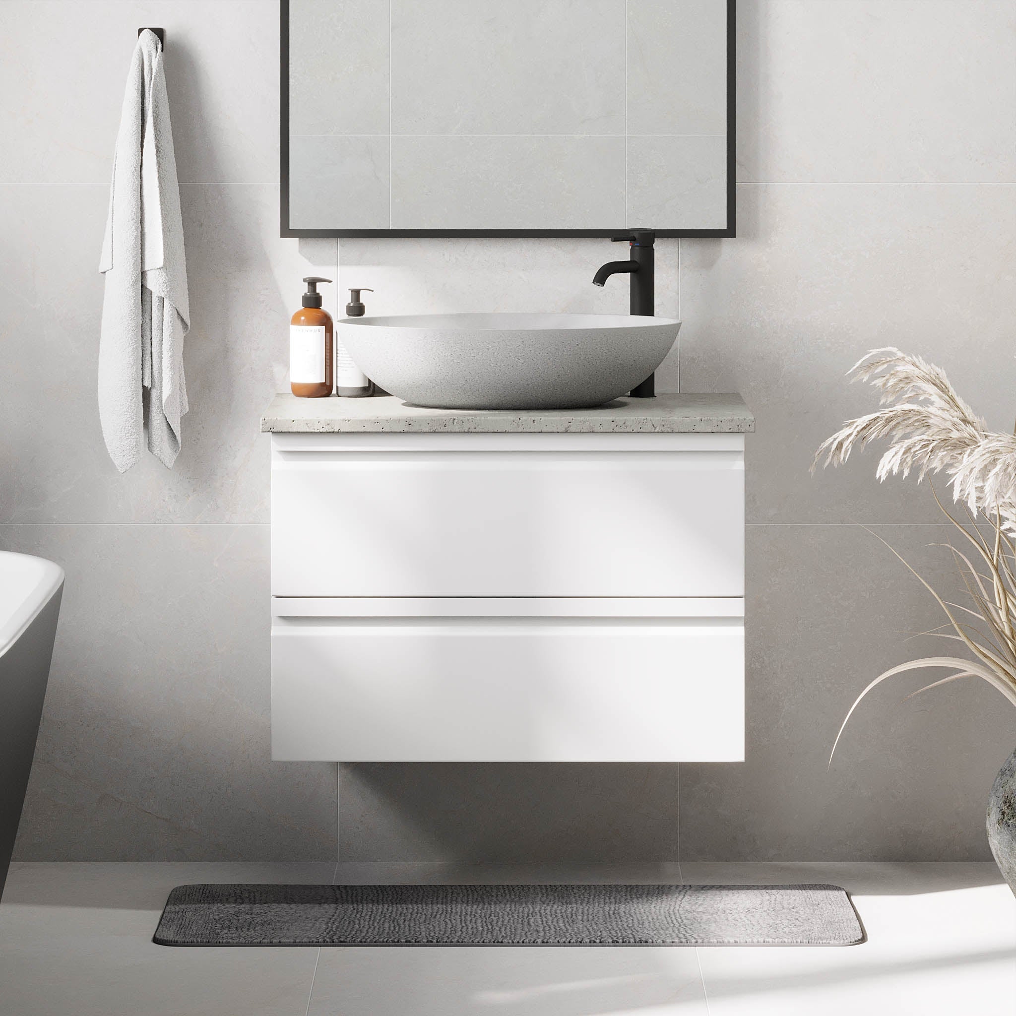 Odda Badrumsmöbel, Vit Matt - Tvättställsskåp - BATH DELUXE - PRESTIGE - 74 - 080 - 16 - 01 - 40 - BATHDELUXE SWEDEN