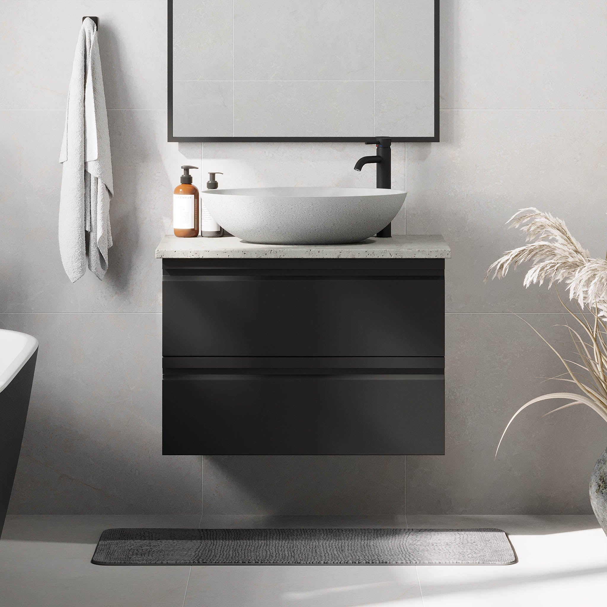 Odda Badrumsmöbel, Svart Matt - Tvättställsskåp - BATH DELUXE - PRESTIGE - 74 - 080 - 16 - 02 - 40 - BATHDELUXE SWEDEN