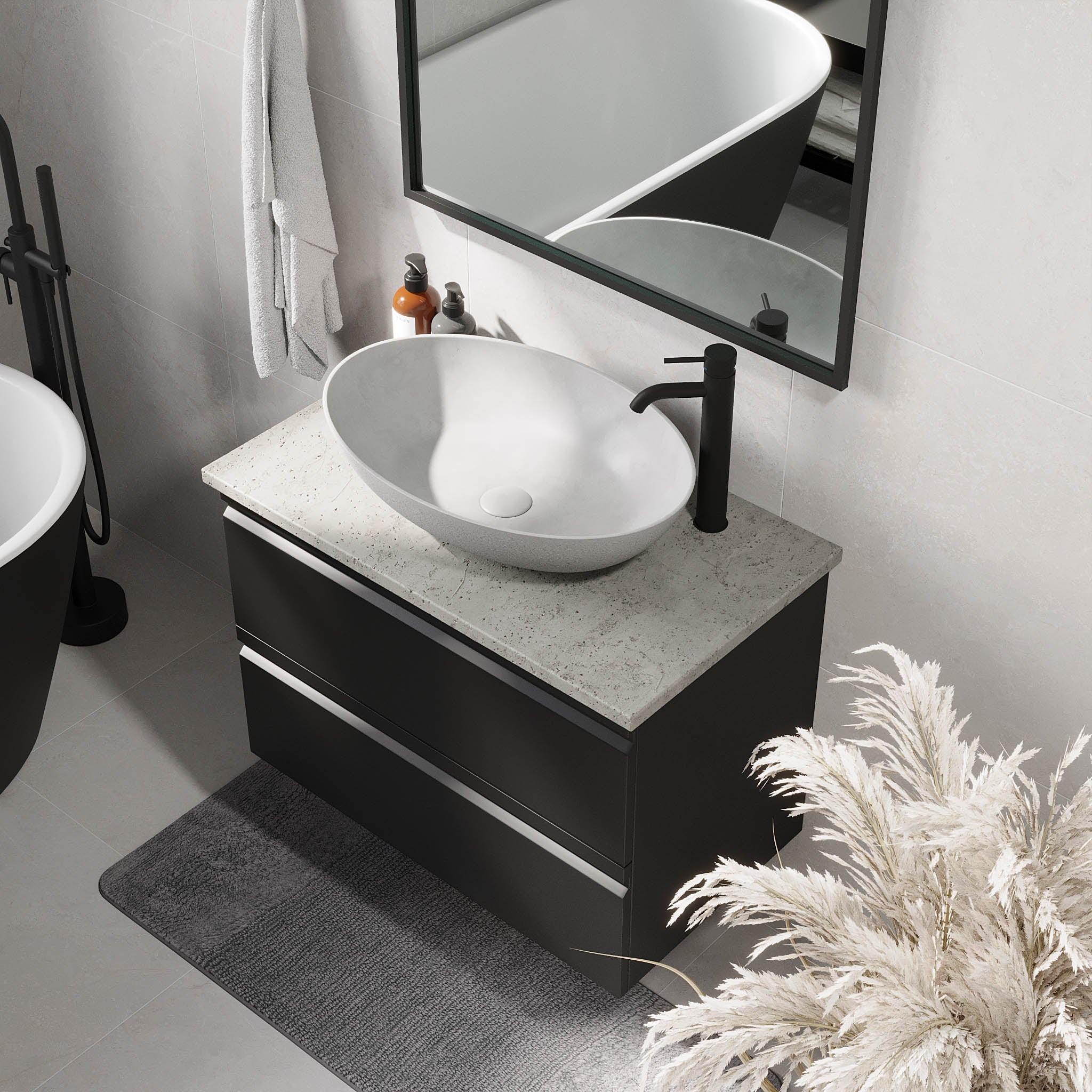 Odda Badrumsmöbel, Svart Matt - Tvättställsskåp - BATH DELUXE - PRESTIGE - 74 - 080 - 16 - 02 - 40 - BATHDELUXE SWEDEN