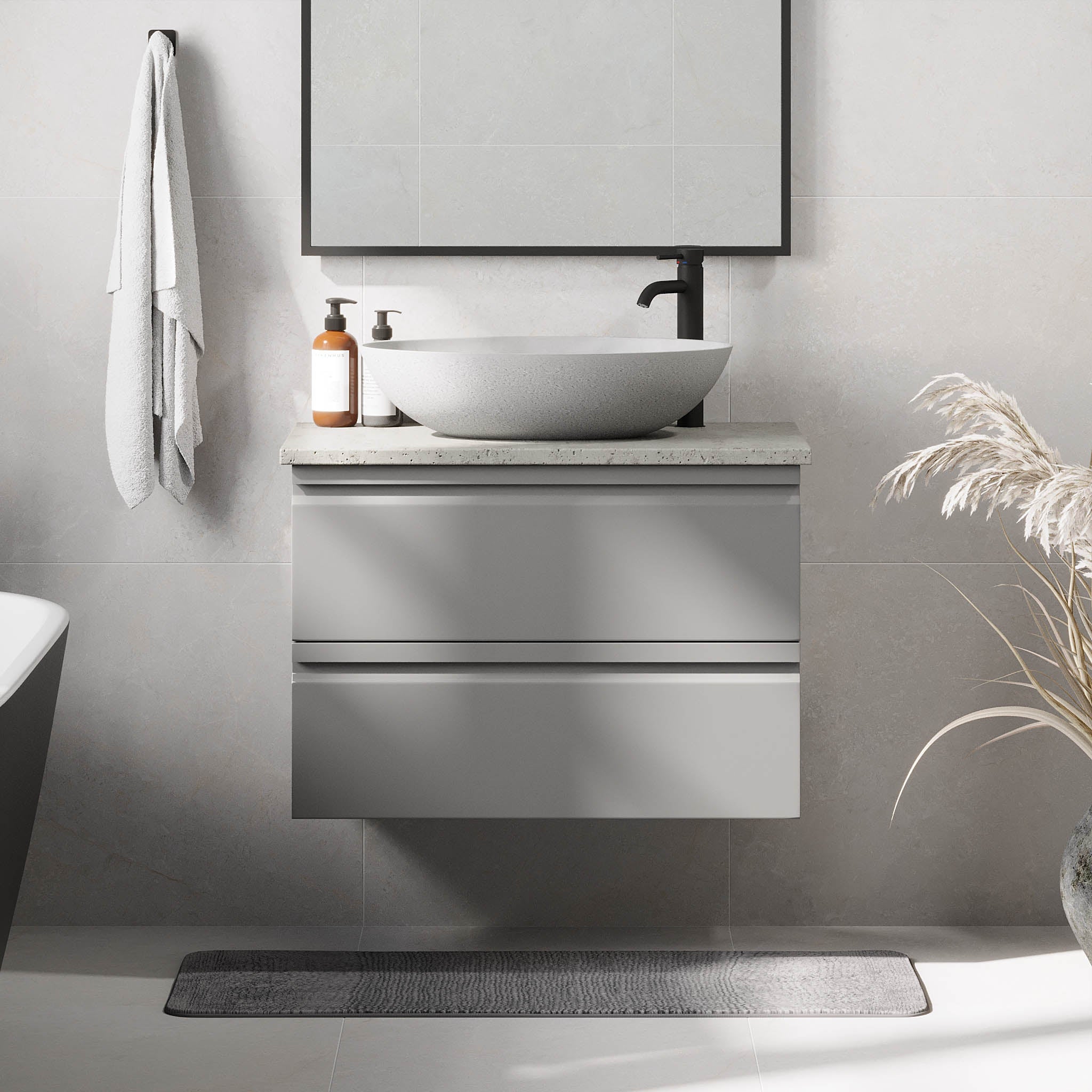 Odda Badrumsmöbel, Grå Matt - Tvättställsskåp - BATH DELUXE - PRESTIGE - 74 - 080 - 16 - 03 - 40 - BATHDELUXE SWEDEN