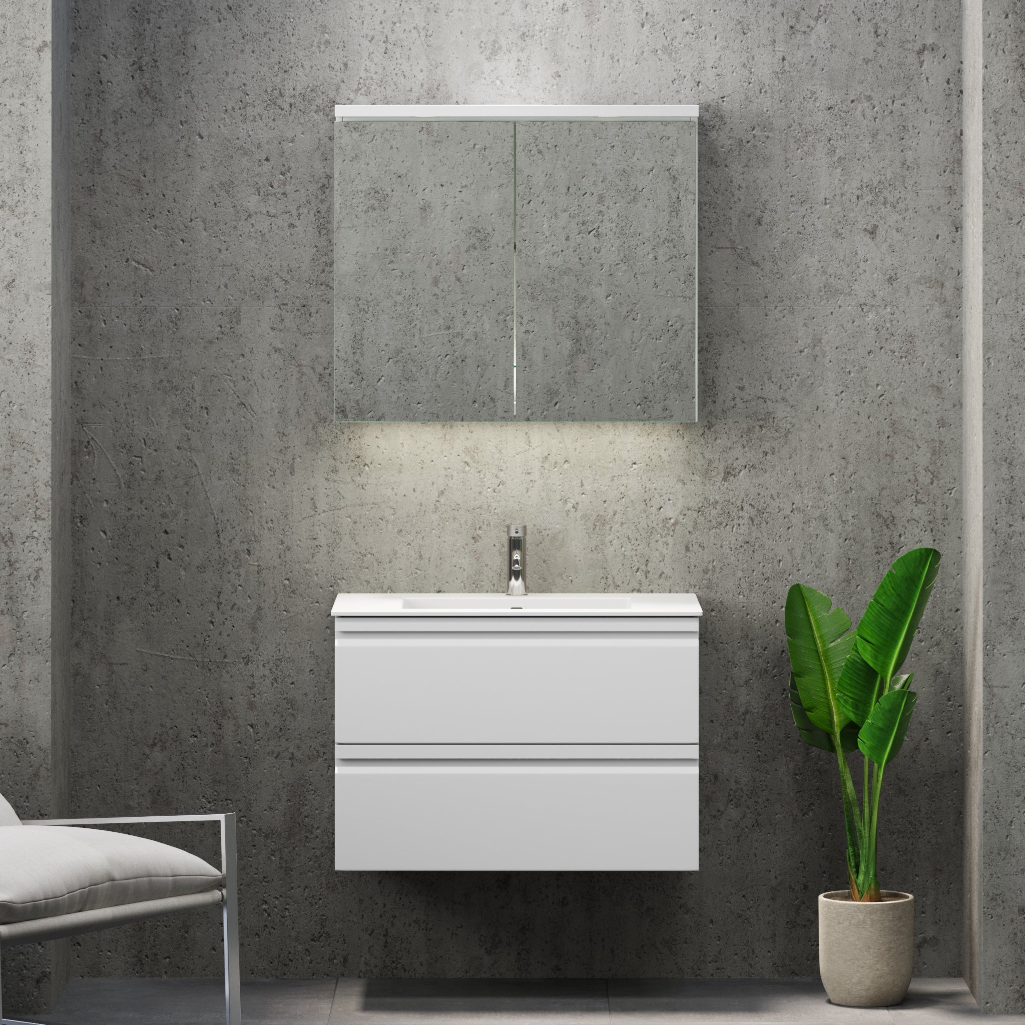 Knarrlagsund Badrumsmöbel – Djup 46 cm, Vit Matt - Badrumsmöbler - BATH DELUXE - PRESTIGE - 74 - 080 - 52 - 01 - 40 - BATHDELUXE SWEDEN