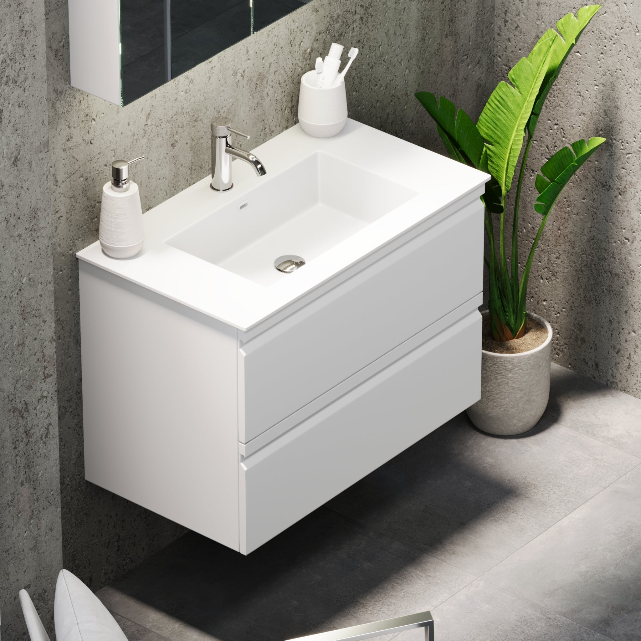 Knarrlagsund, Furniture Set - Basin & Cabinet, White Mat - 80 cm - MASTERSTORE - 8595677171099 - Furniture Set - Code - 74-080-52-01-40 - 8595677171099