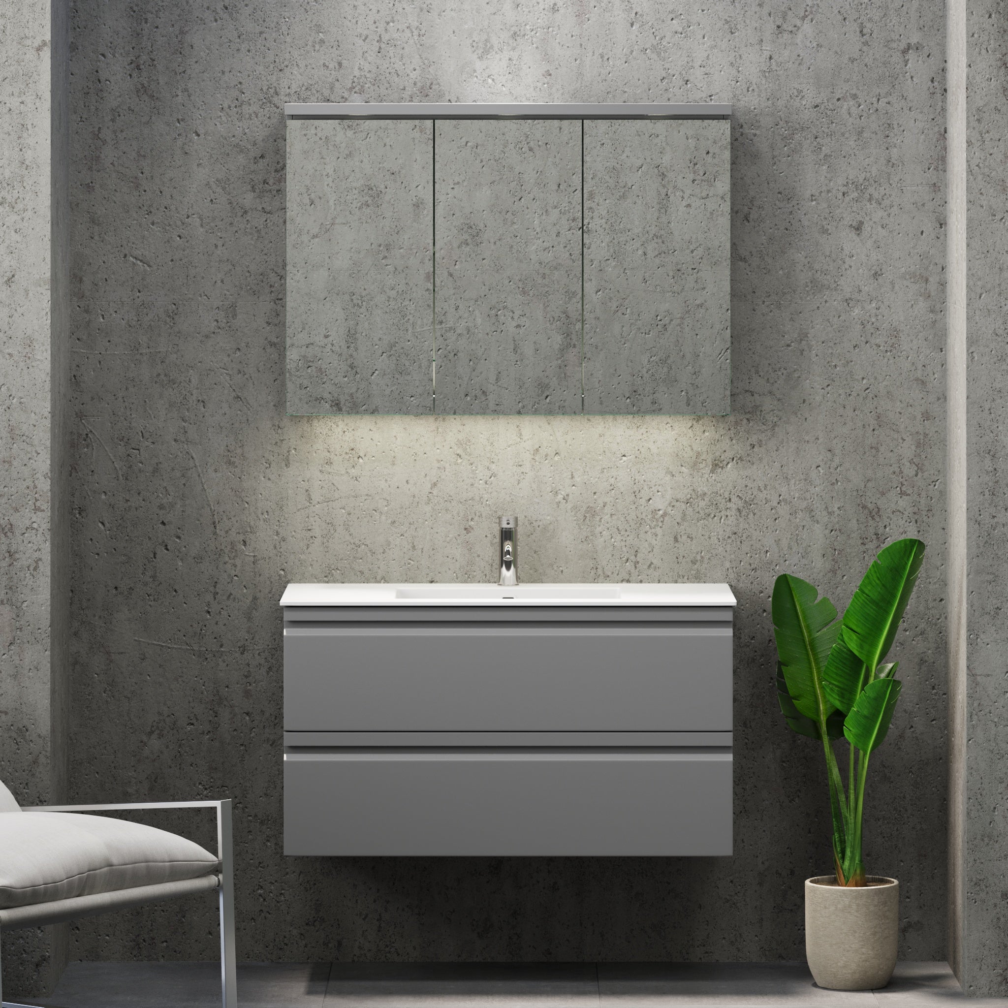 Knarrlagsund Badrumsmöbel – Djup 46 cm, Grå Matt - Badrumsmöbler - BATH DELUXE - PRESTIGE - 74 - 080 - 52 - 03 - 40 - BATHDELUXE SWEDEN