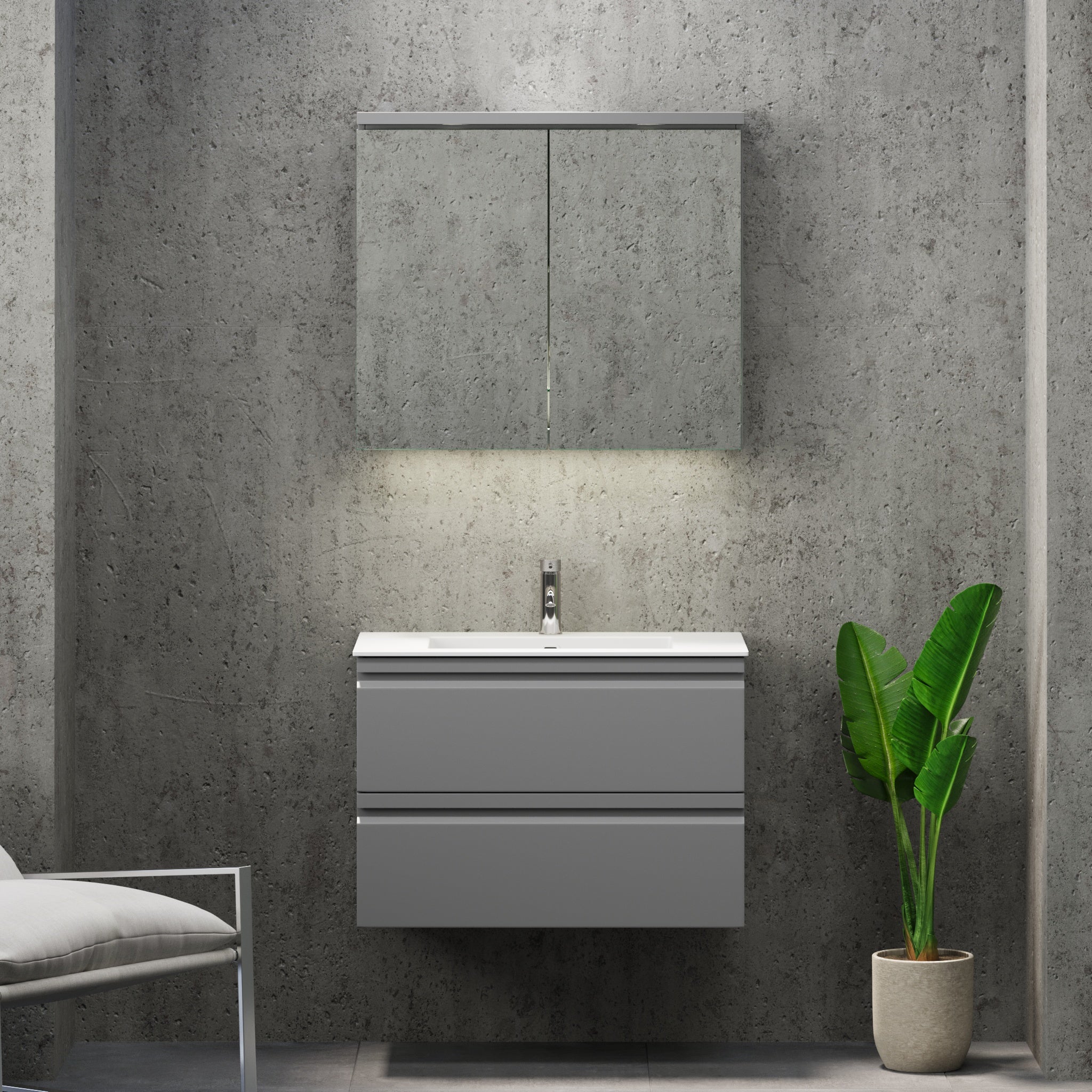 Knarrlagsund Badrumsmöbel – Djup 46 cm, Grå Matt - Badrumsmöbler - BATH DELUXE - PRESTIGE - 74 - 080 - 52 - 03 - 40 - BATHDELUXE SWEDEN