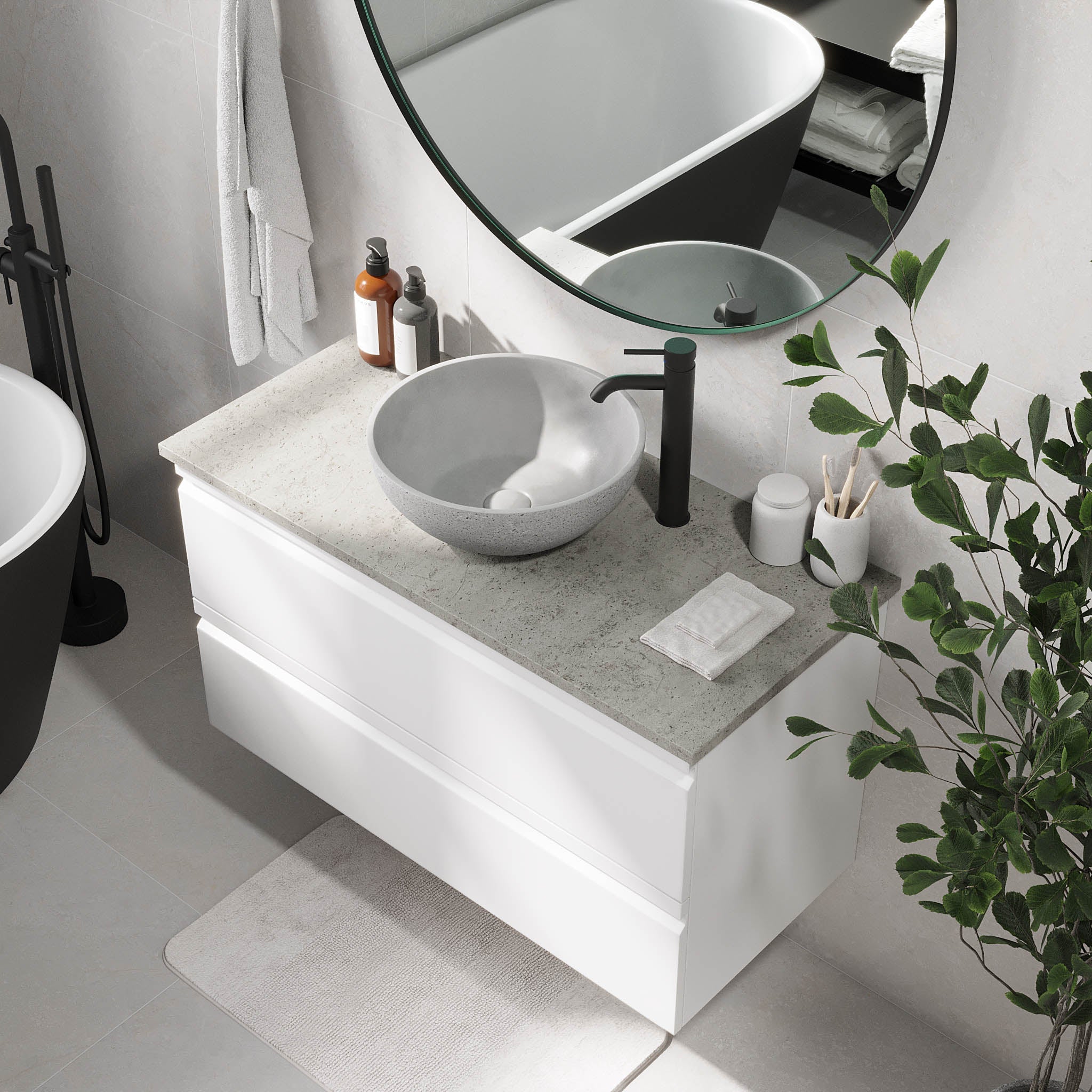 Bardufoss Badrumsmöbel, Vit Matt - Tvättställsskåp - BATH DELUXE - PRESTIGE - 74 - 100 - 14 - 01 - 40 - BATHDELUXE SWEDEN