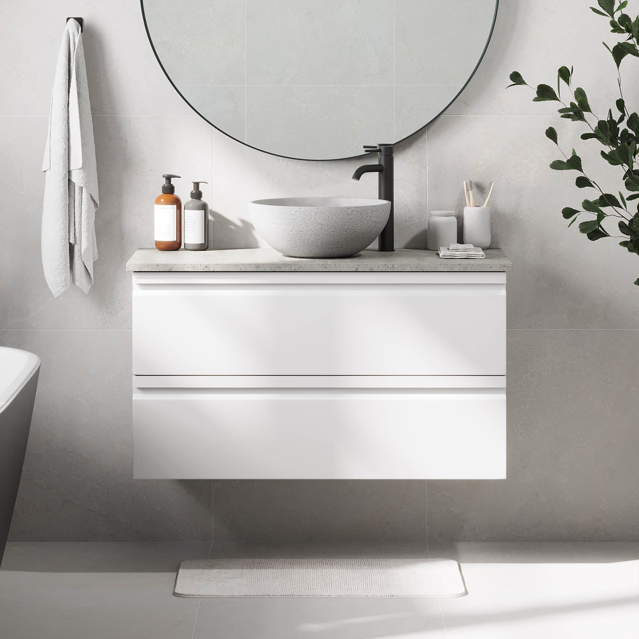 Bardufoss Badrumsmöbel, Vit Matt - Tvättställsskåp - BATH DELUXE - PRESTIGE - 74 - 100 - 14 - 01 - 40 - BATHDELUXE SWEDEN