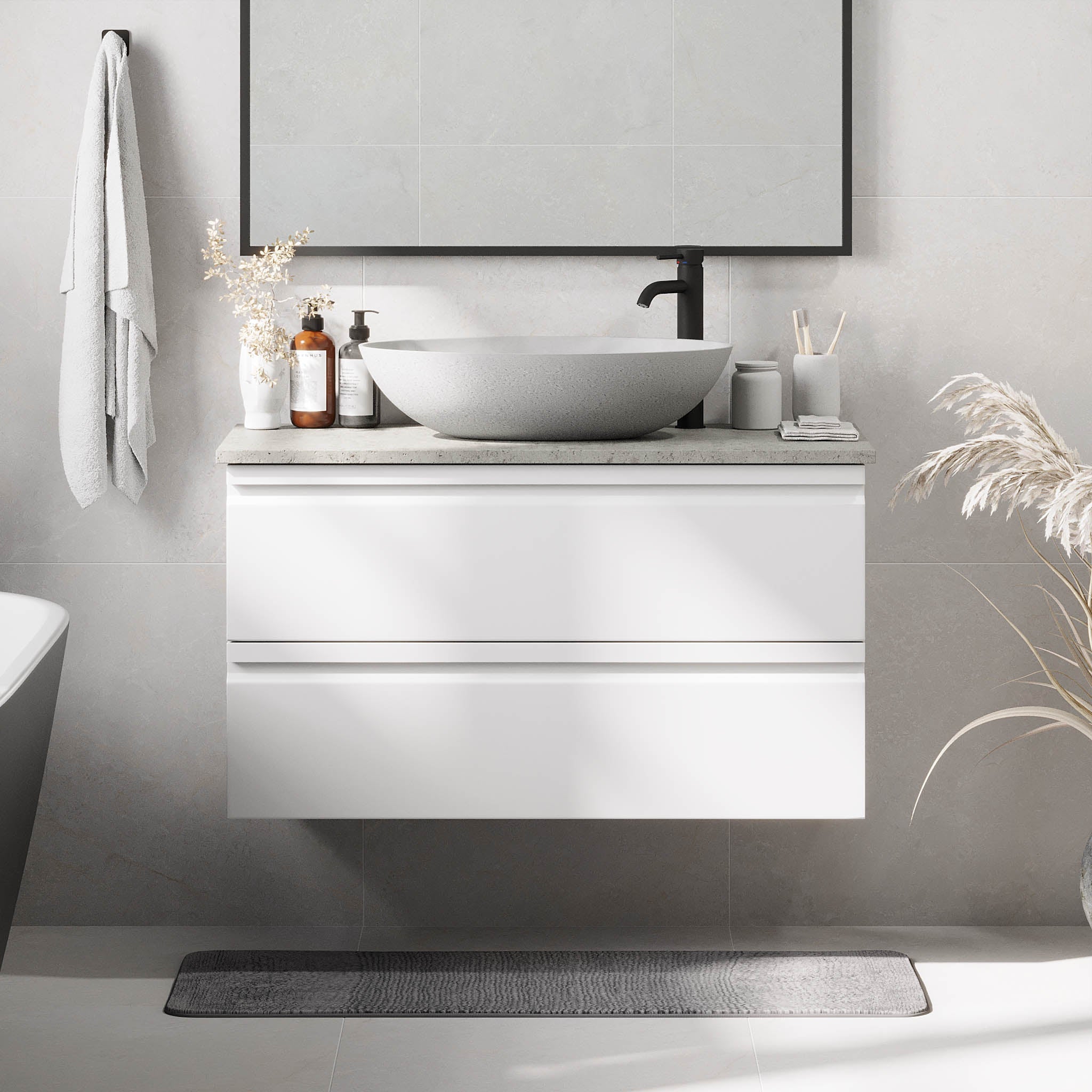 Odda Badrumsmöbel, Vit Matt - Tvättställsskåp - BATH DELUXE - PRESTIGE - 74 - 100 - 16 - 01 - 40 - BATHDELUXE SWEDEN
