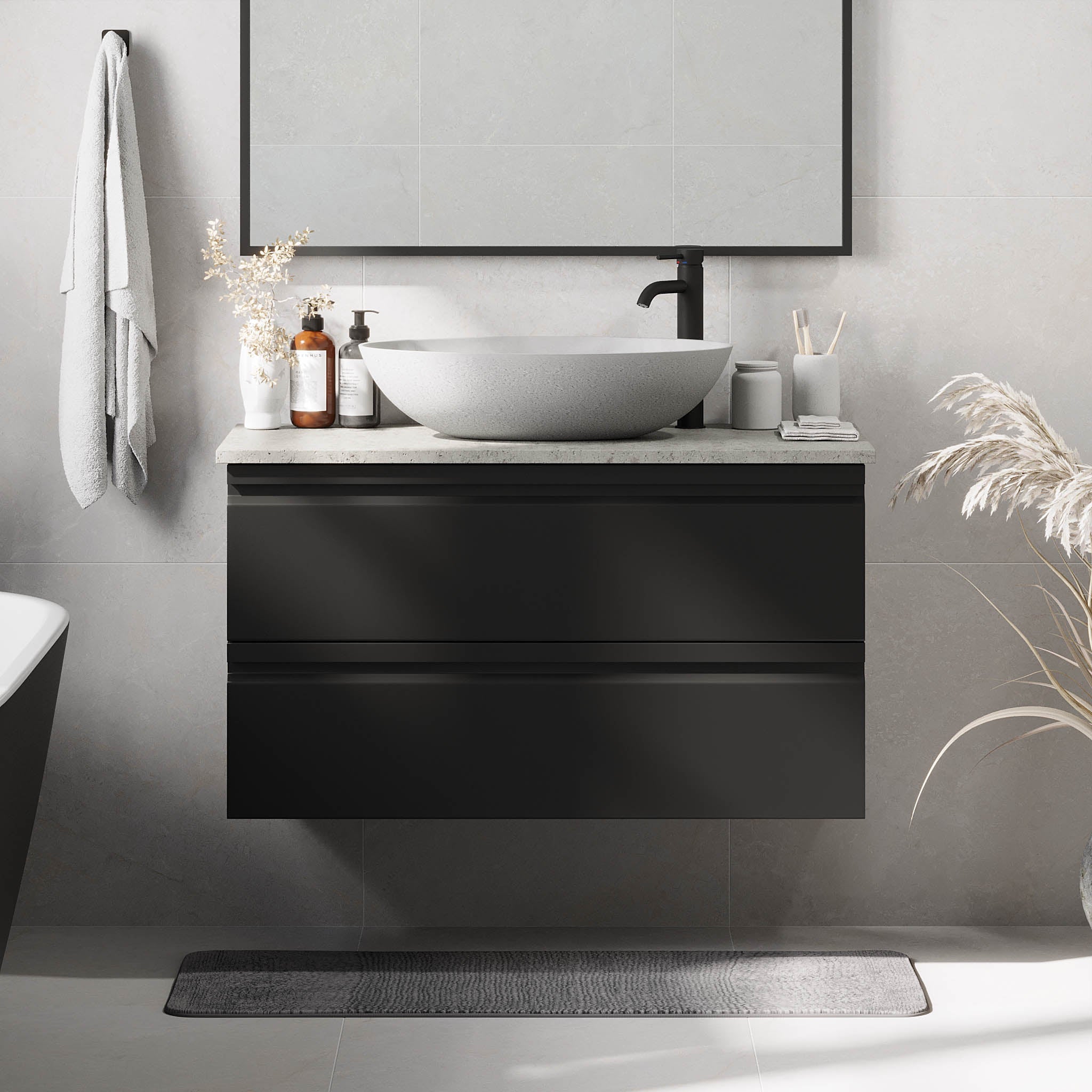 Odda Badrumsmöbel, Svart Matt - Tvättställsskåp - BATH DELUXE - PRESTIGE - 74 - 100 - 16 - 02 - 40 - BATHDELUXE SWEDEN