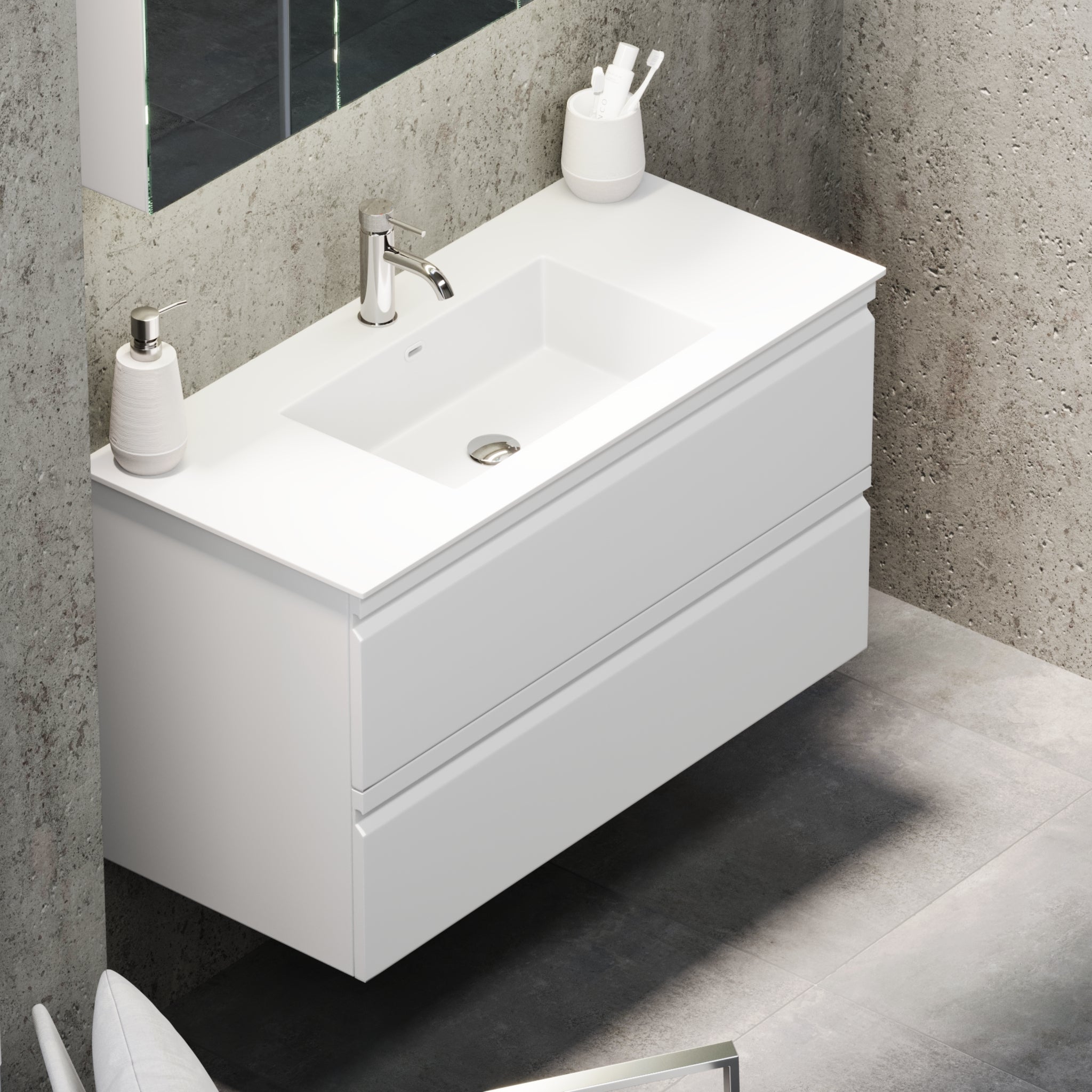 Knarrlagsund Badrumsmöbel – Djup 46 cm, Vit Matt - Badrumsmöbler - BATH DELUXE - PRESTIGE - 74 - 100 - 52 - 01 - 40 - BATHDELUXE SWEDEN