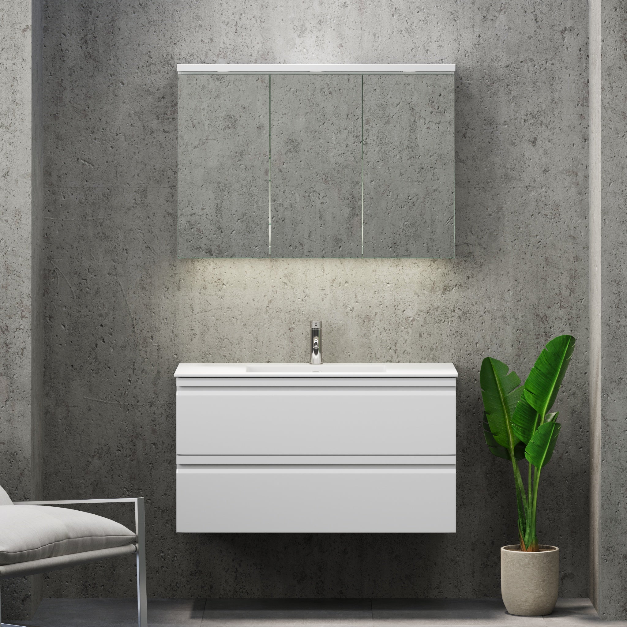 Knarrlagsund Badrumsmöbel – Djup 46 cm, Vit Matt - Badrumsmöbler - BATH DELUXE - PRESTIGE - 74 - 100 - 52 - 01 - 40 - BATHDELUXE SWEDEN