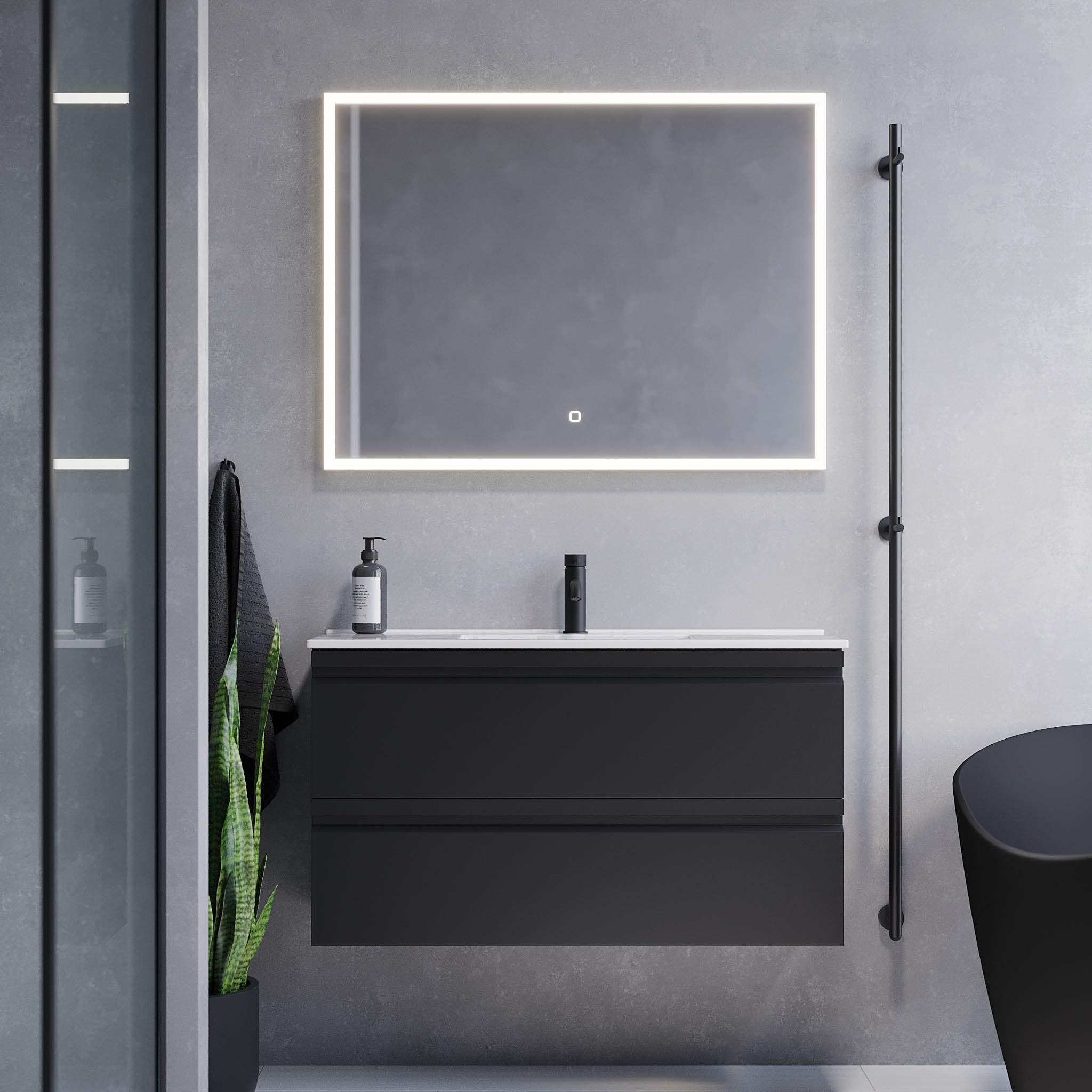 Knarrlagsund Slimline Badrumsmöbel, Svart Matt - Tvättställsskåp - BATH DELUXE - PRESTIGE - 74 - 100 - 70 - 02 - 30 - BATHDELUXE SWEDEN