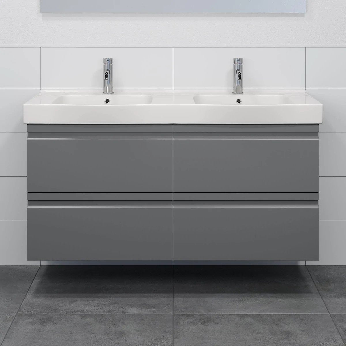 Klokkarvik Badrumsmöbel, Grå Matt - Tvättställsskåp - BATH DELUXE - PRESTIGE - 74 - 120 - 01 - 03 - 00 - BATHDELUXE SWEDEN