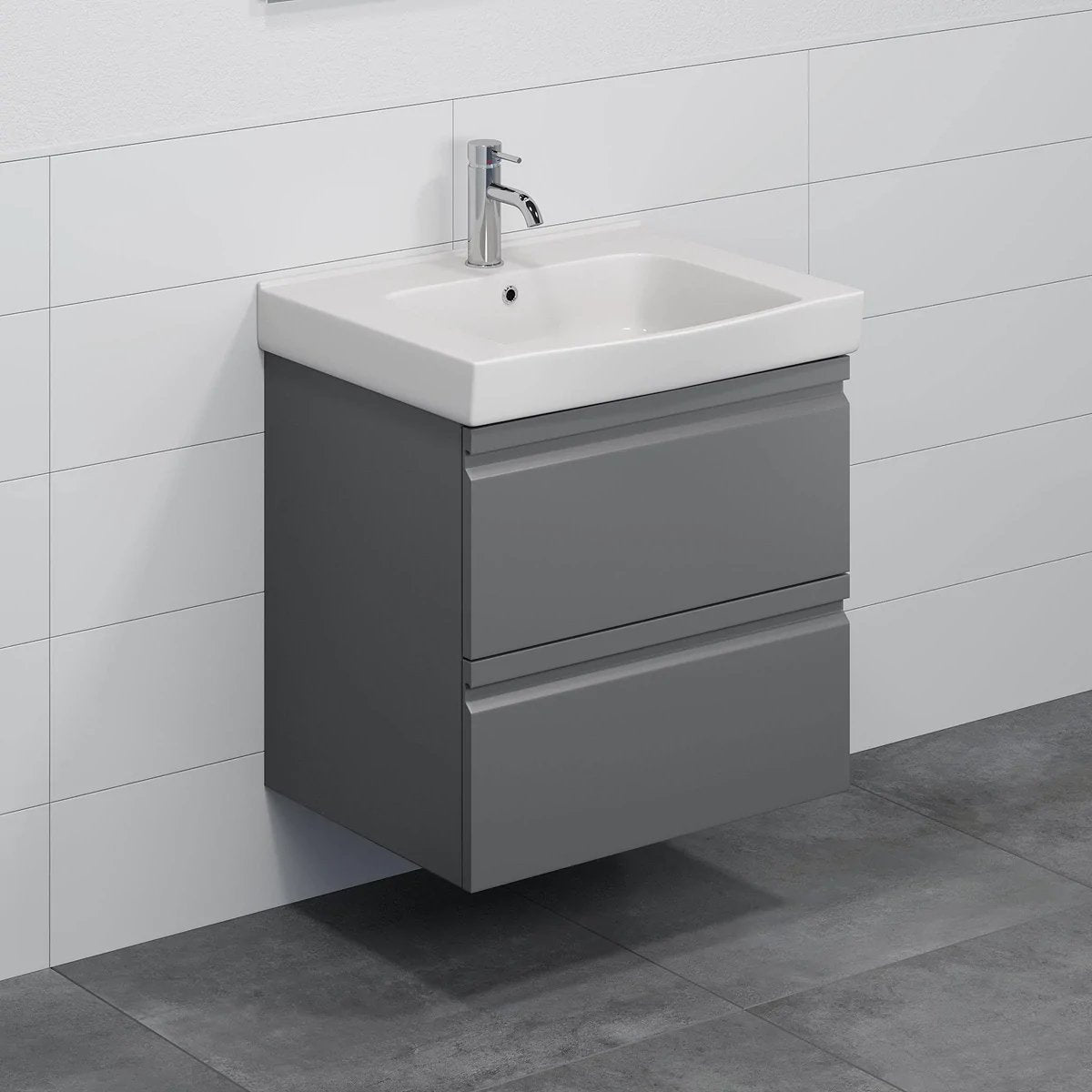Klokkarvik Badrumsmöbel, Grå Matt - Tvättställsskåp - BATH DELUXE - PRESTIGE - 74 - 120 - 01 - 03 - 00 - BATHDELUXE SWEDEN