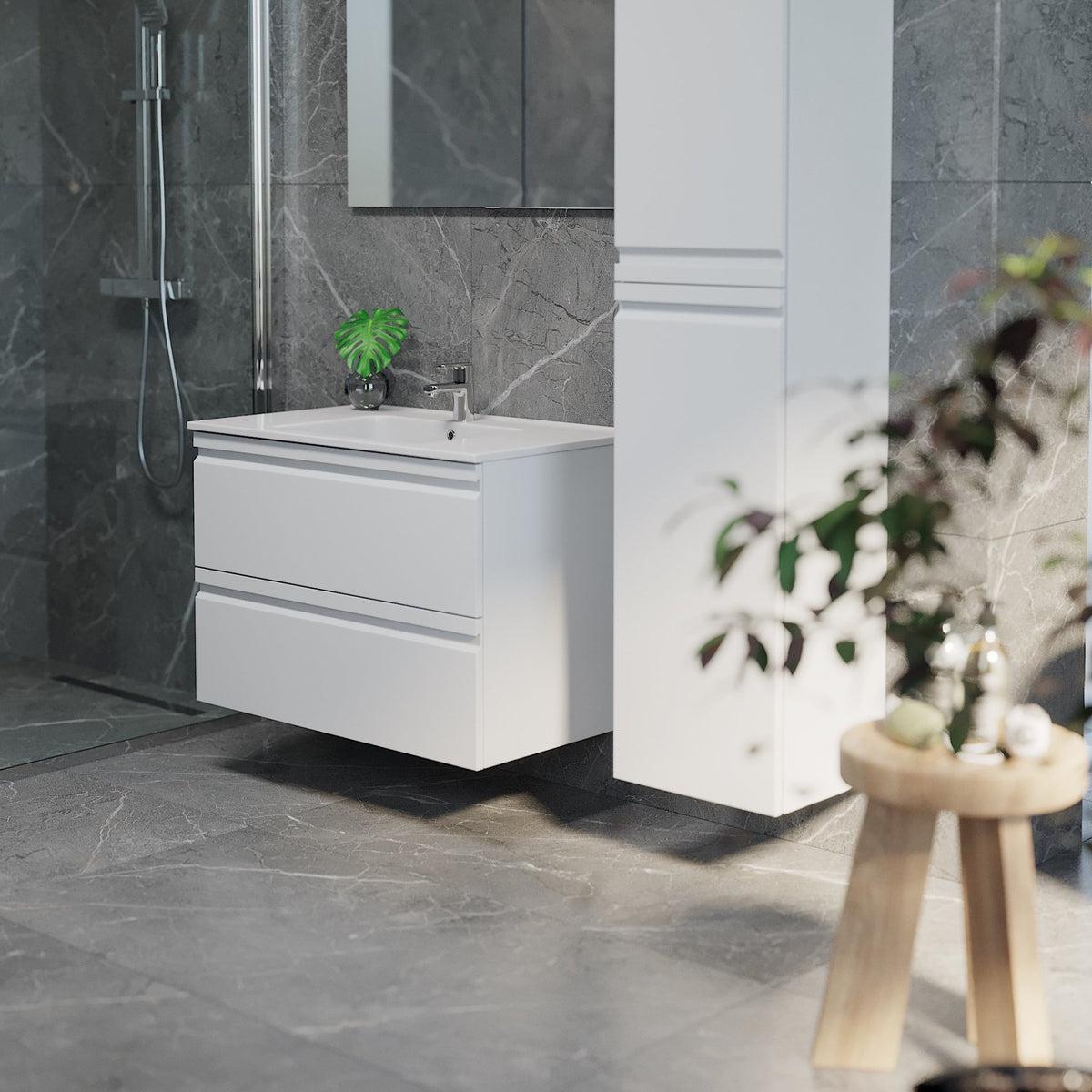 Klokkarvik Badrumsmöbel, Vit Högblank - Tvättställsskåp - BATH DELUXE - PRESTIGE - 74 - 120 - 01 - 11 - 00 - BATHDELUXE SWEDEN