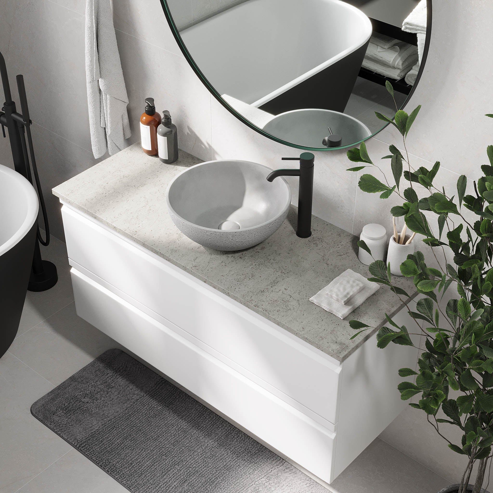 Bardufoss Badrumsmöbel, Vit Matt - Tvättställsskåp - BATH DELUXE - PRESTIGE - 74 - 120 - 14 - 01 - 40 - BATHDELUXE SWEDEN