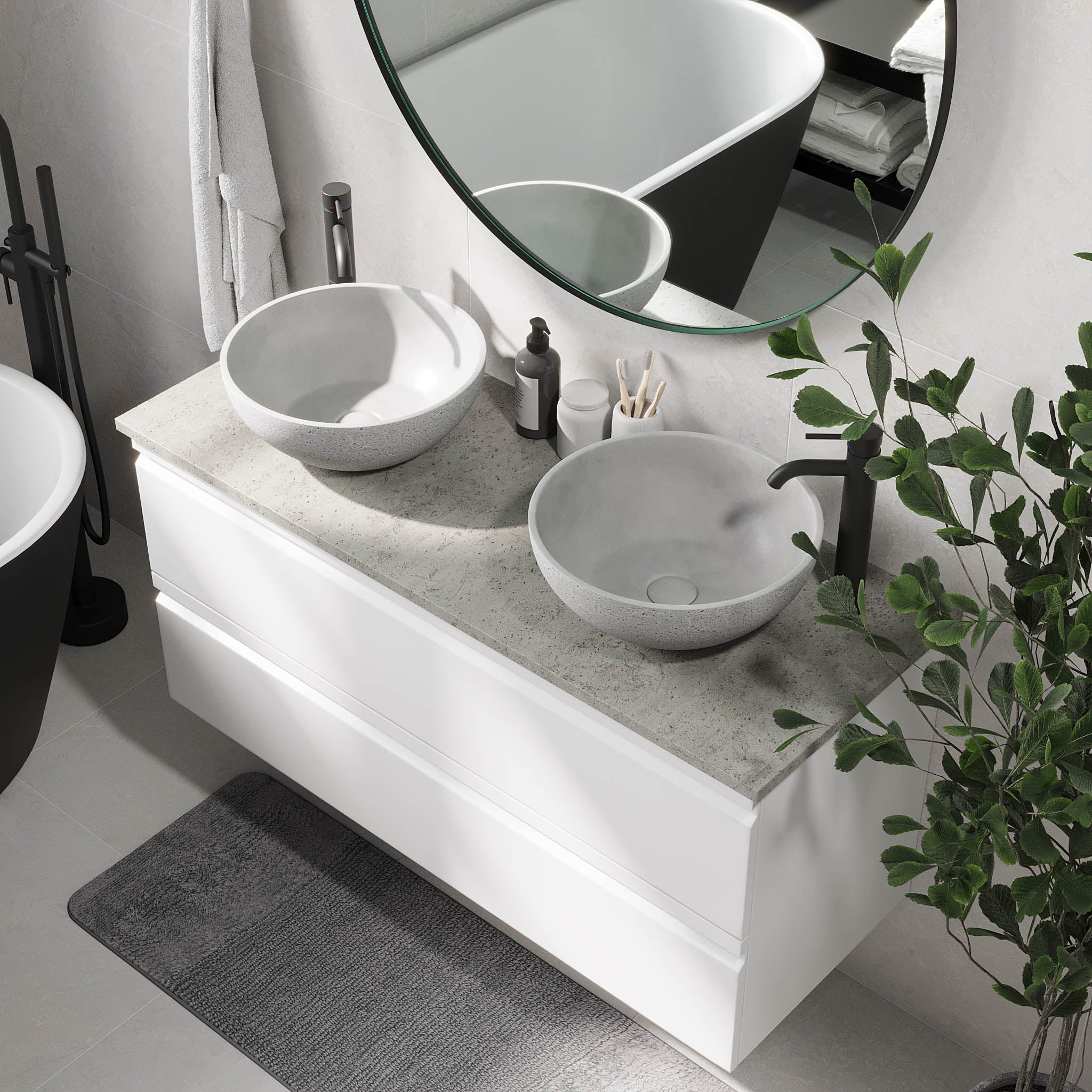 Bardufoss Badrumsmöbel, Vit Matt - Tvättställsskåp - BATH DELUXE - PRESTIGE - 74 - 120 - 14 - 01 - 41 - BATHDELUXE SWEDEN