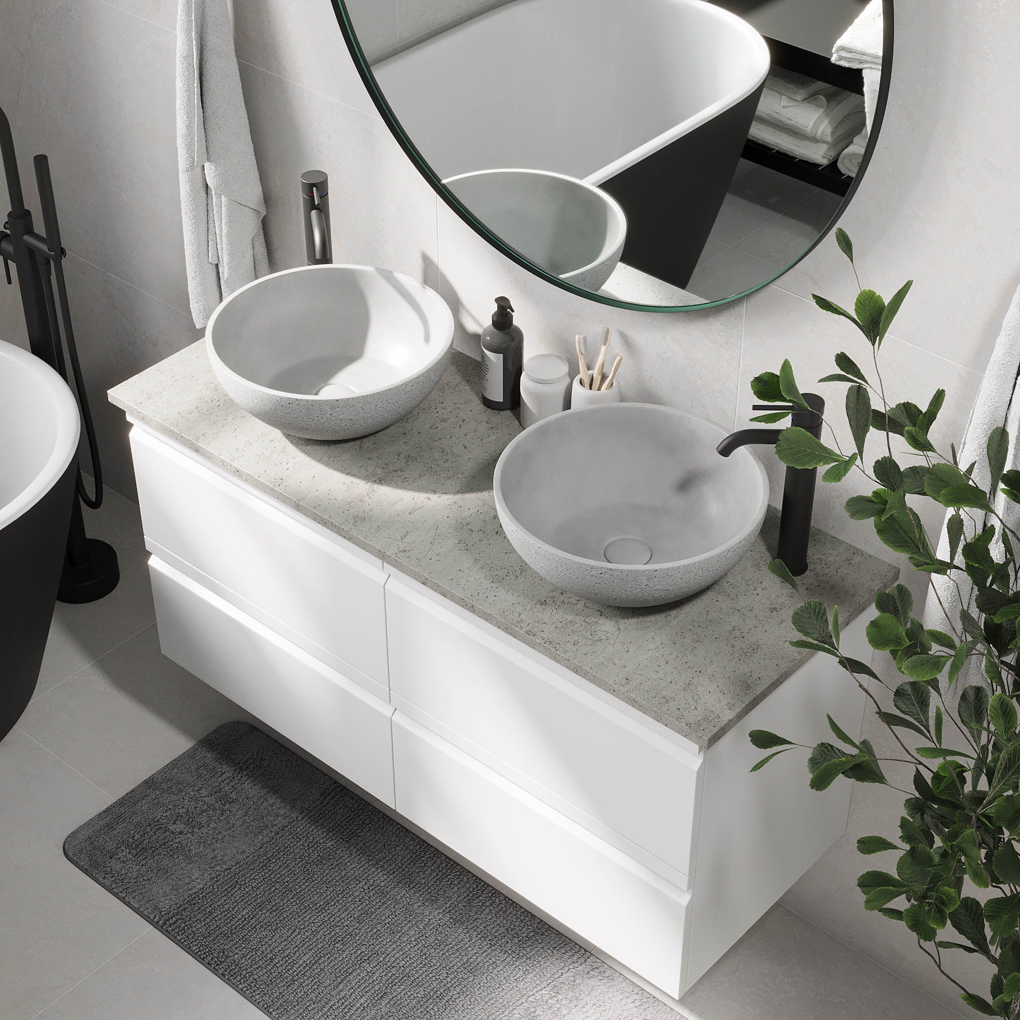 Bardufoss Badrumsmöbel, Vit Matt - Tvättställsskåp - BATH DELUXE - PRESTIGE - 74 - 120 - 14 - 01 - 42 - BATHDELUXE SWEDEN