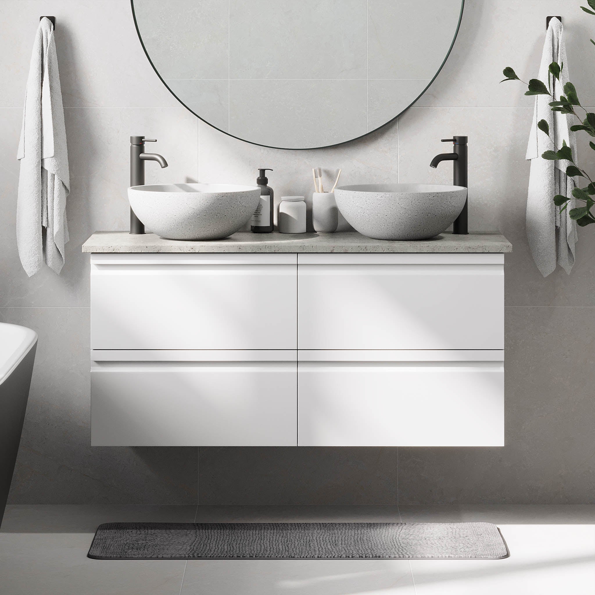 Bardufoss Badrumsmöbel, Vit Matt - Tvättställsskåp - BATH DELUXE - PRESTIGE - 74 - 120 - 14 - 01 - 42 - BATHDELUXE SWEDEN