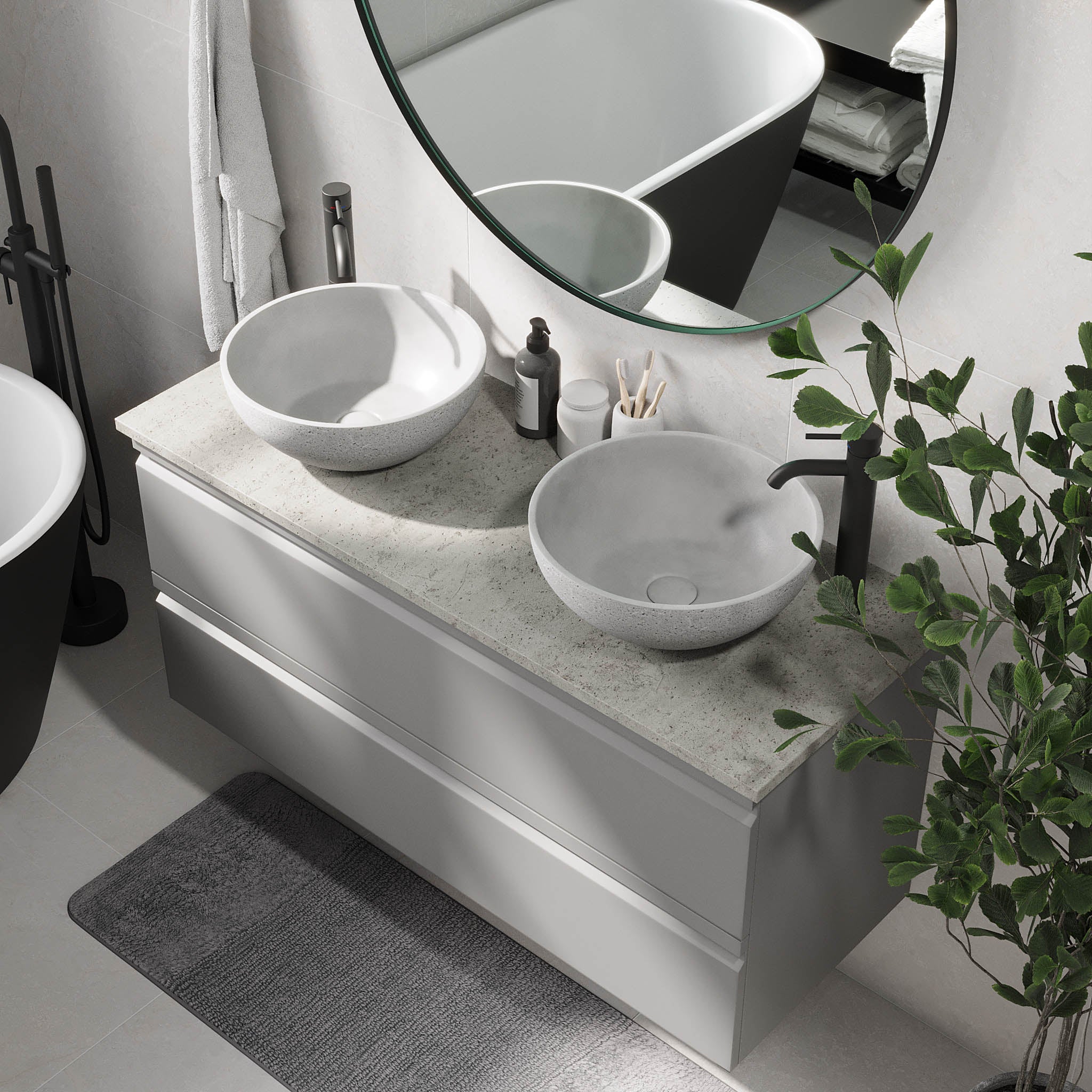 Bardufoss Badrumsmöbel, Grå Matt - Tvättställsskåp - BATH DELUXE - PRESTIGE - 74 - 120 - 14 - 03 - 41 - BATHDELUXE SWEDEN