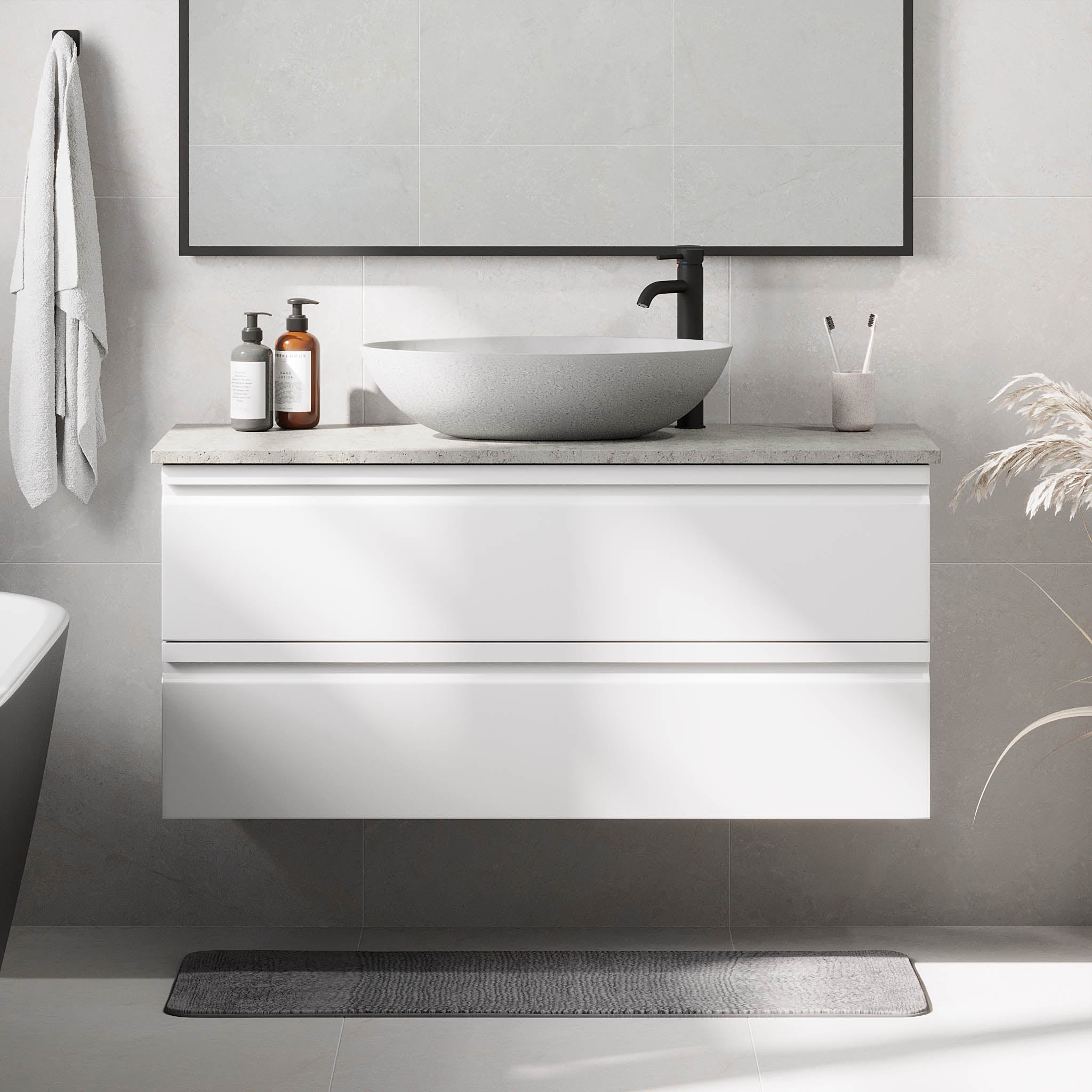 Odda Badrumsmöbel, Vit Matt - Tvättställsskåp - BATH DELUXE - PRESTIGE - 74 - 120 - 16 - 01 - 40 - BATHDELUXE SWEDEN