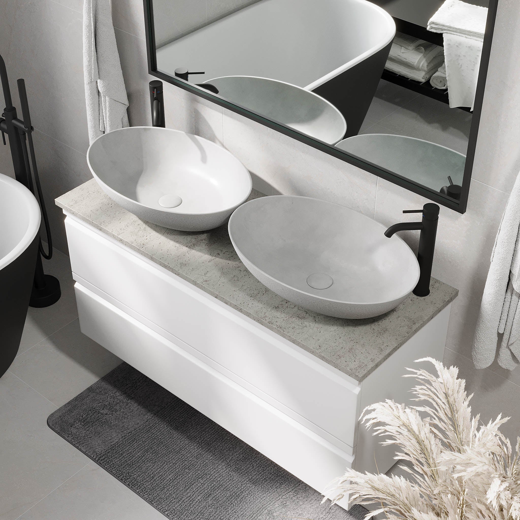 Odda Badrumsmöbel, Vit Matt - Tvättställsskåp - BATH DELUXE - PRESTIGE - 74 - 120 - 16 - 01 - 41 - BATHDELUXE SWEDEN