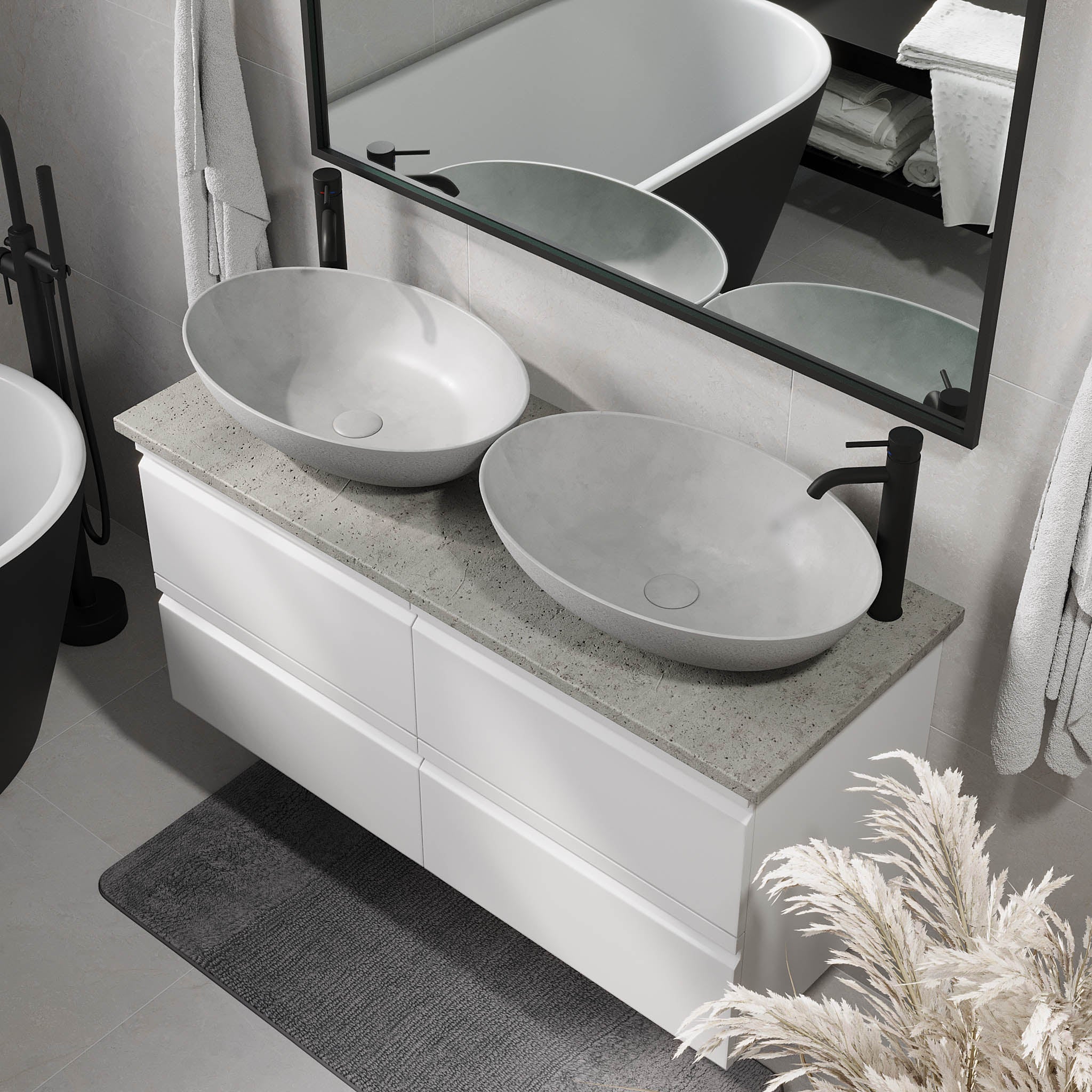 Odda Badrumsmöbel, Vit Matt - Tvättställsskåp - BATH DELUXE - PRESTIGE - 74 - 120 - 16 - 01 - 42 - BATHDELUXE SWEDEN