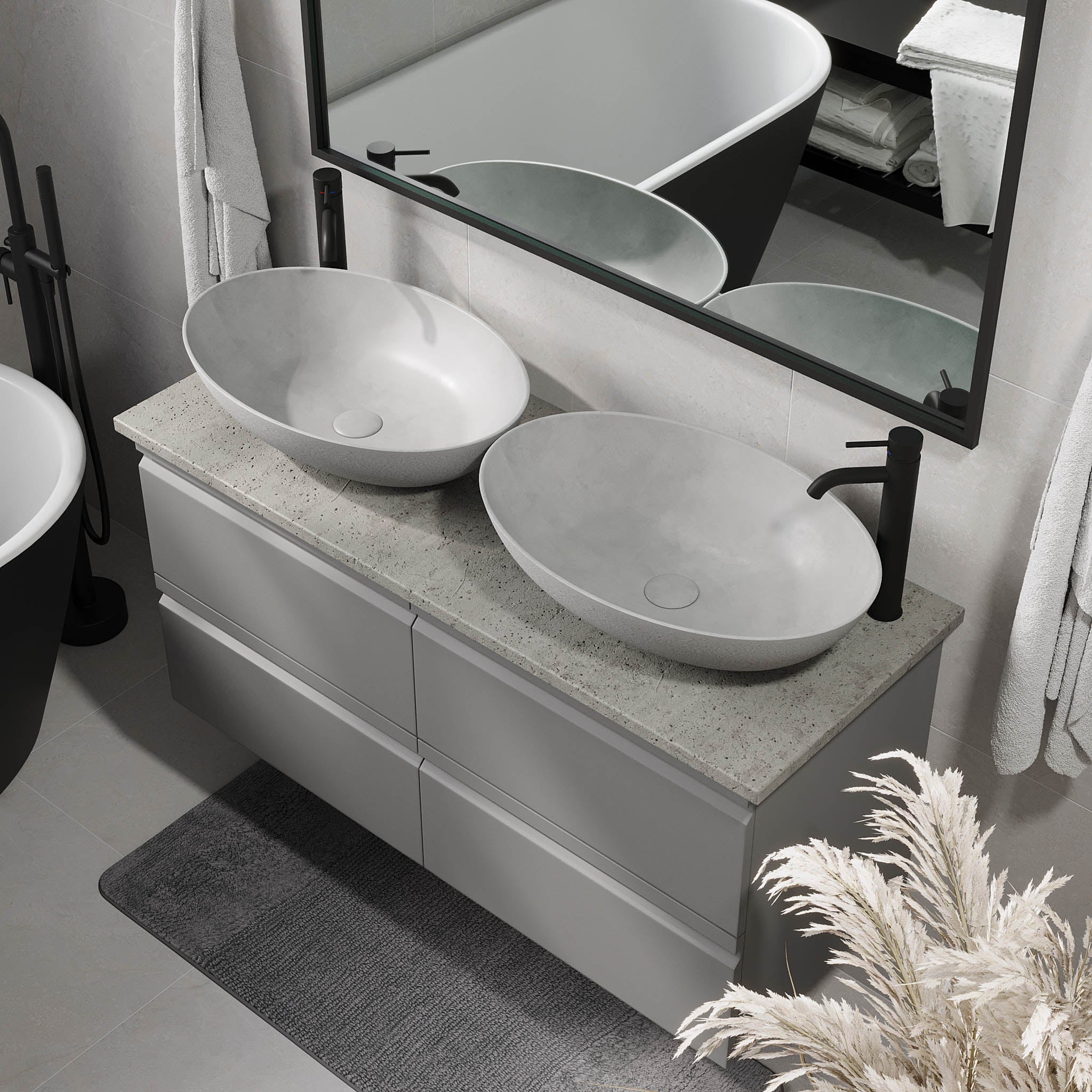 Odda Badrumsmöbel, Grå Matt - Tvättställsskåp - BATH DELUXE - PRESTIGE - 74 - 120 - 16 - 03 - 42 - BATHDELUXE SWEDEN