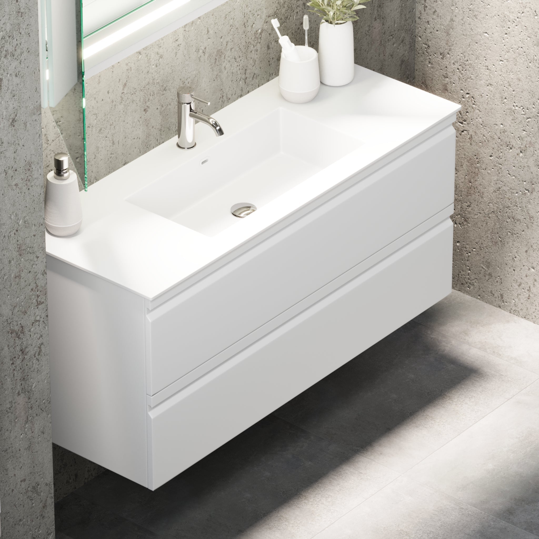 Knarrlagsund Badrumsmöbel – Djup 46 cm, Vit Matt - Badrumsmöbler - BATH DELUXE - PRESTIGE - 74 - 120 - 52 - 01 - 40 - BATHDELUXE SWEDEN