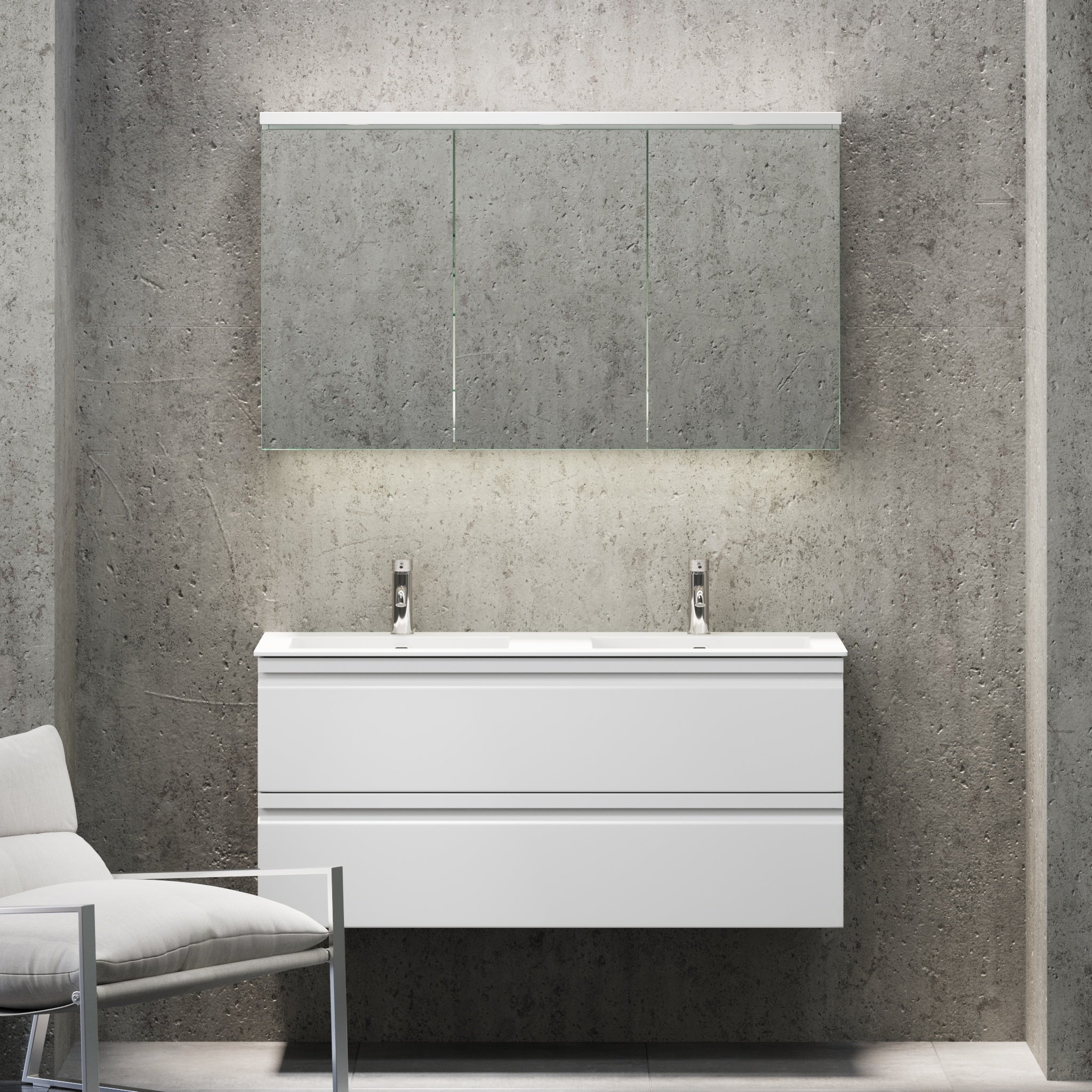 Knarrlagsund Badrumsmöbel – Djup 46 cm, Vit Matt - Badrumsmöbler - BATH DELUXE - PRESTIGE - 74 - 120 - 52 - 01 - 40 - BATHDELUXE SWEDEN