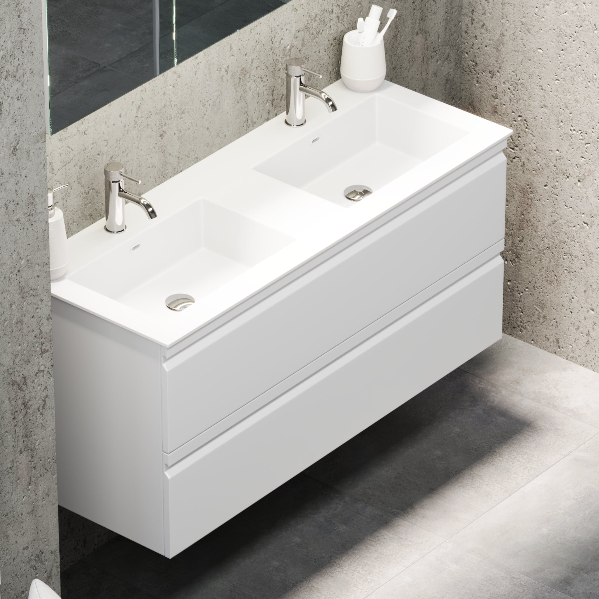 Knarrlagsund Badrumsmöbel – Djup 46 cm, Vit Högblank - Badrumsmöbler - BATH DELUXE - PRESTIGE - 74 - 120 - 52 - 11 - 41 - BATHDELUXE SWEDEN